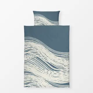Bettwäsche abstrakte Welle navy blau