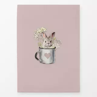 Geschirrtuch Hase in Tasse -  Altrosa