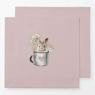 Servietten Hase in Tasse -  Altrosa