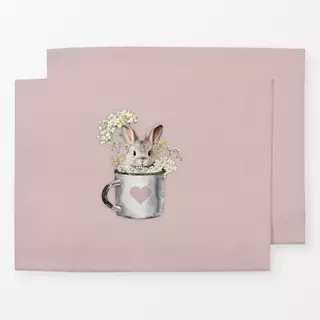 Tischset Hase in Tasse -  Altrosa