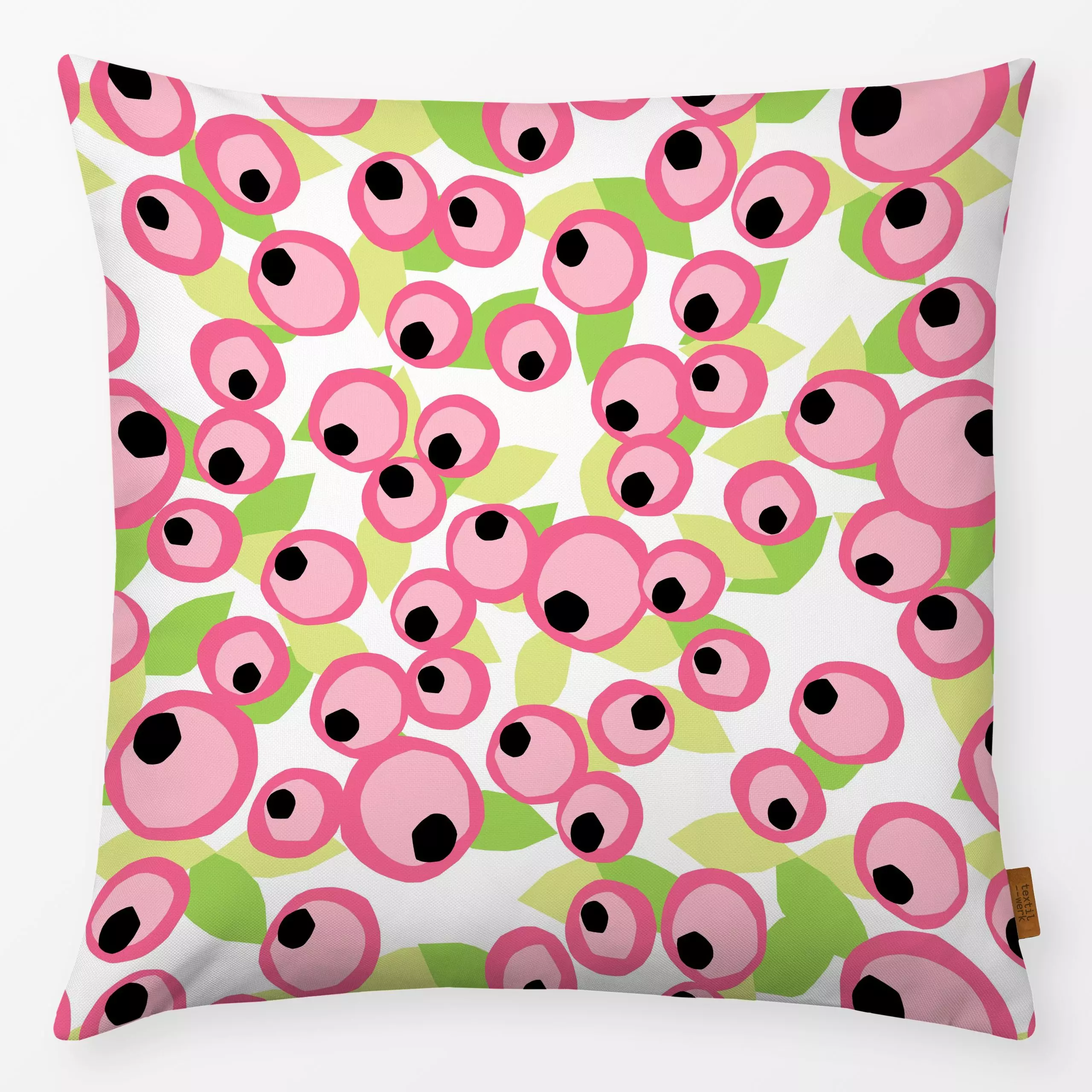 Kissen Berry Mix Pink - Symbole & Muster - von „Lisa Jasmin Bauer"; Muster, abstrakt, Beeren, bunt, pattern, gemustert, autu...
