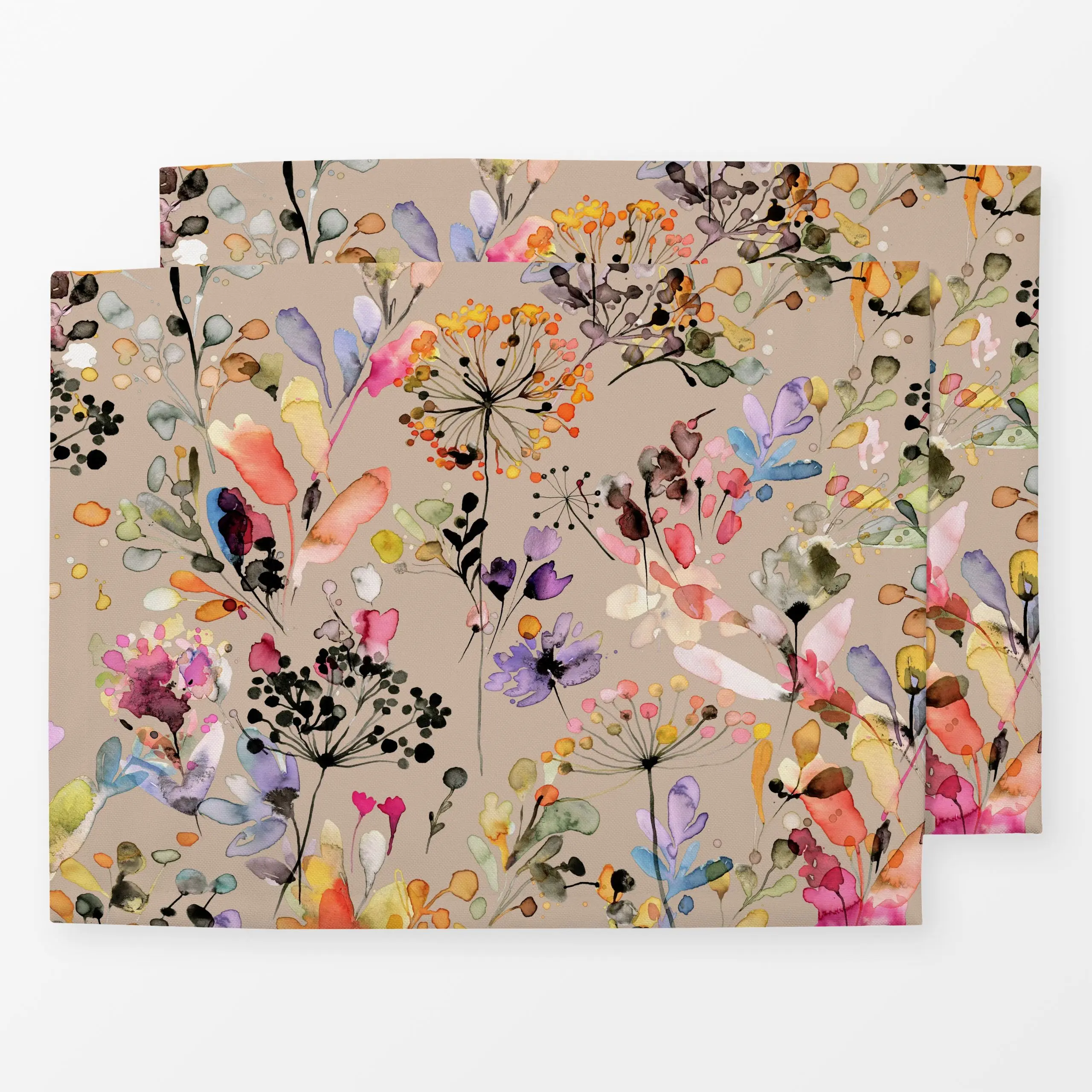 Tischset Spring Sun Wild Grasses Beige, Blumen, Frühling, von Ninola Design