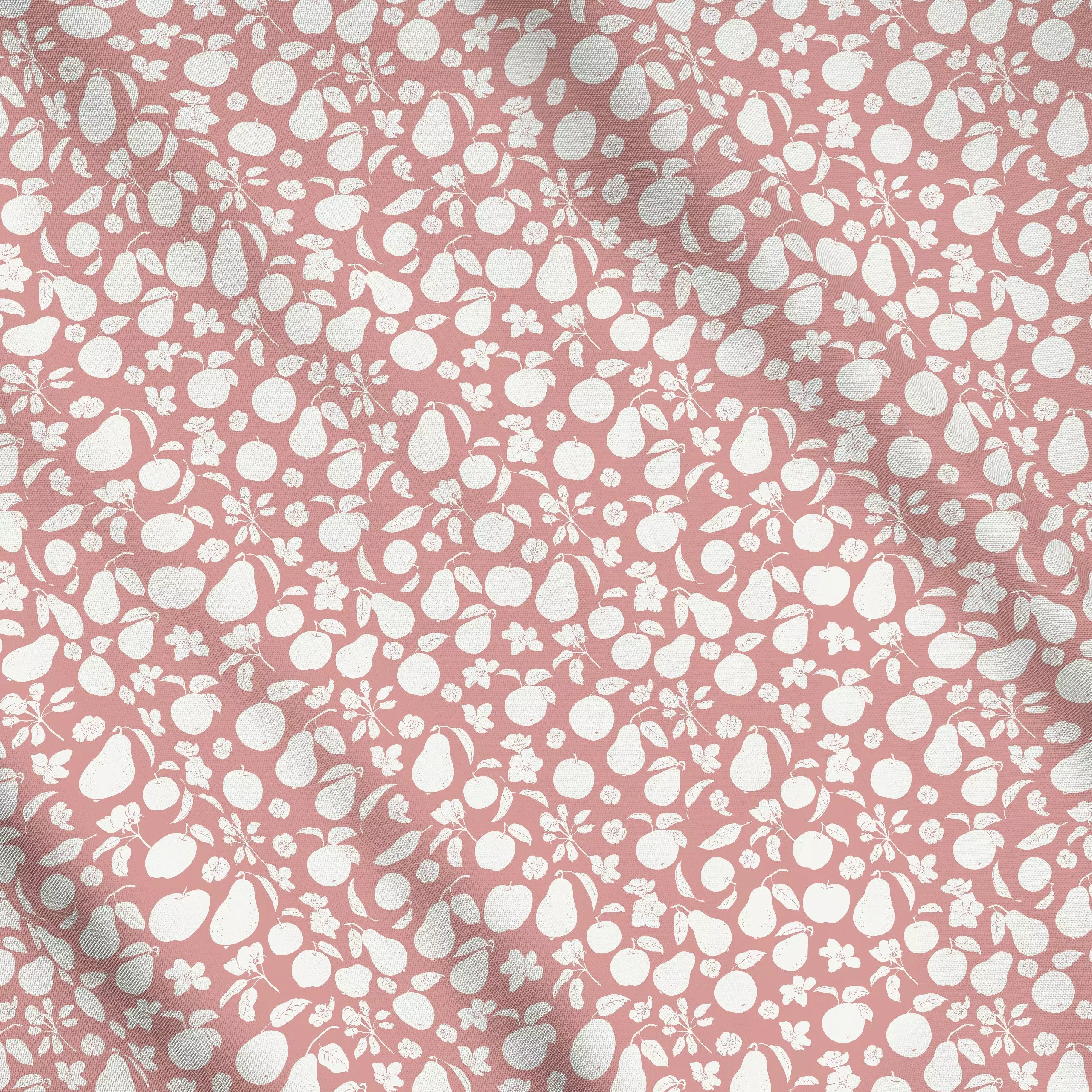 Meterware Äpfel und Birnen matt rosa - von „Katrin Graff"; Obst, Apfel, Birnen, Ernte, herbstlich, Landleben, Apfelbluete, E...