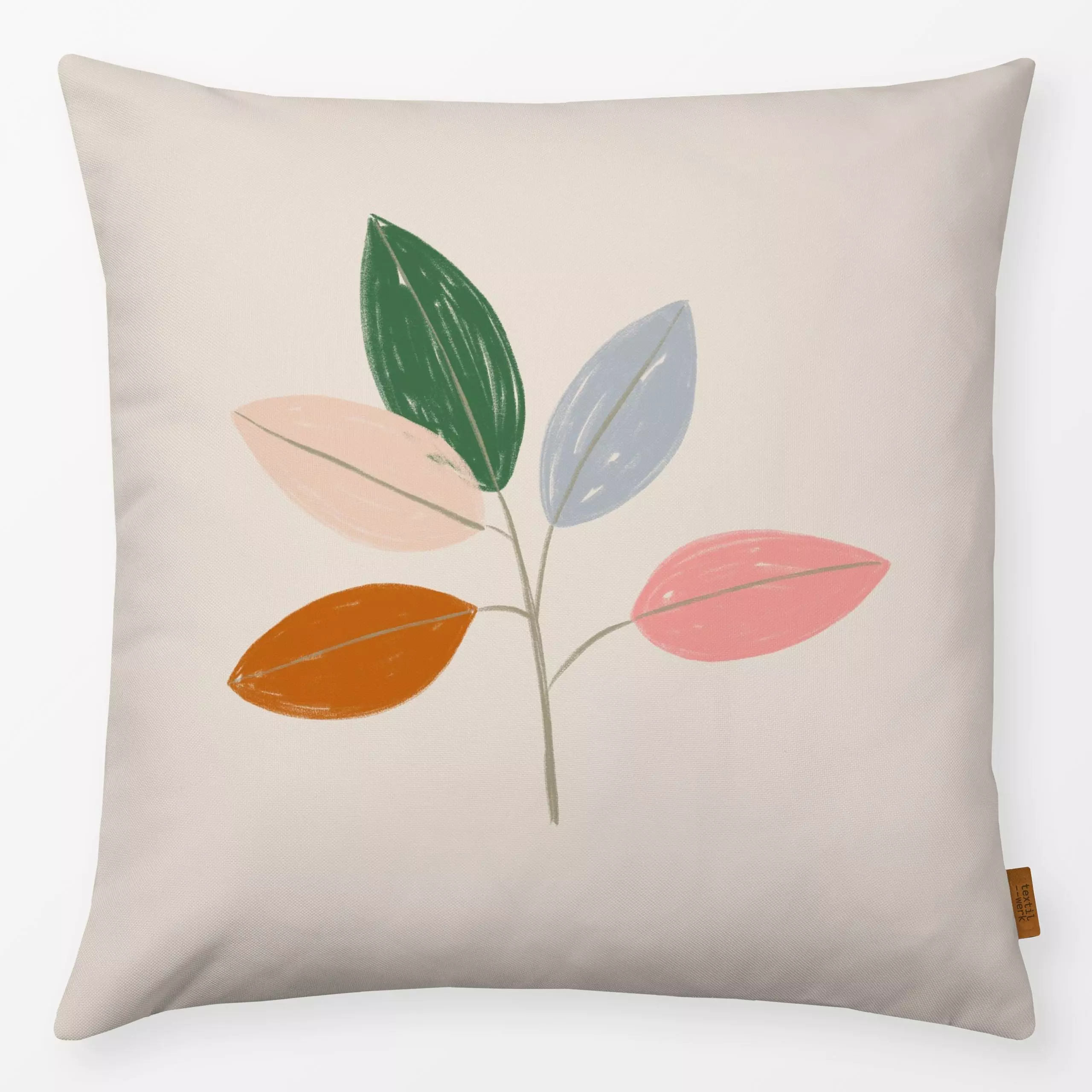 Kissen Zweig bunt - Blumen & Florales, Herbst - von „Kruth Design"; Zweig, Blätter, Herbst, Herbstdeko, herbstlich, Sofakiss...