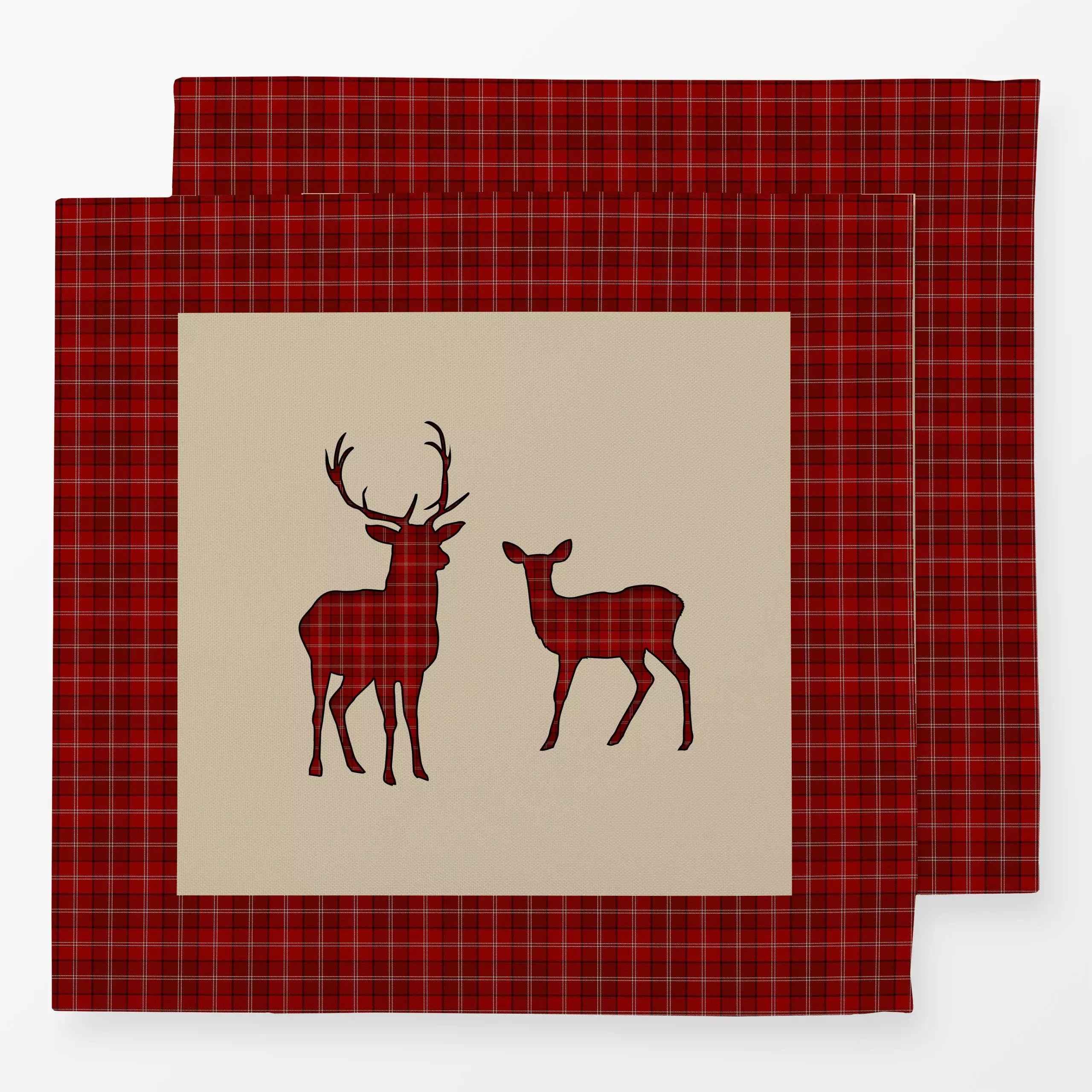 Servietten Winter Hirsch mit Plaid - Weihnachten, Winter, Retro & Vintage - von „Uta Naumann"; Karo, Hirsch, weihnachtlich, ...