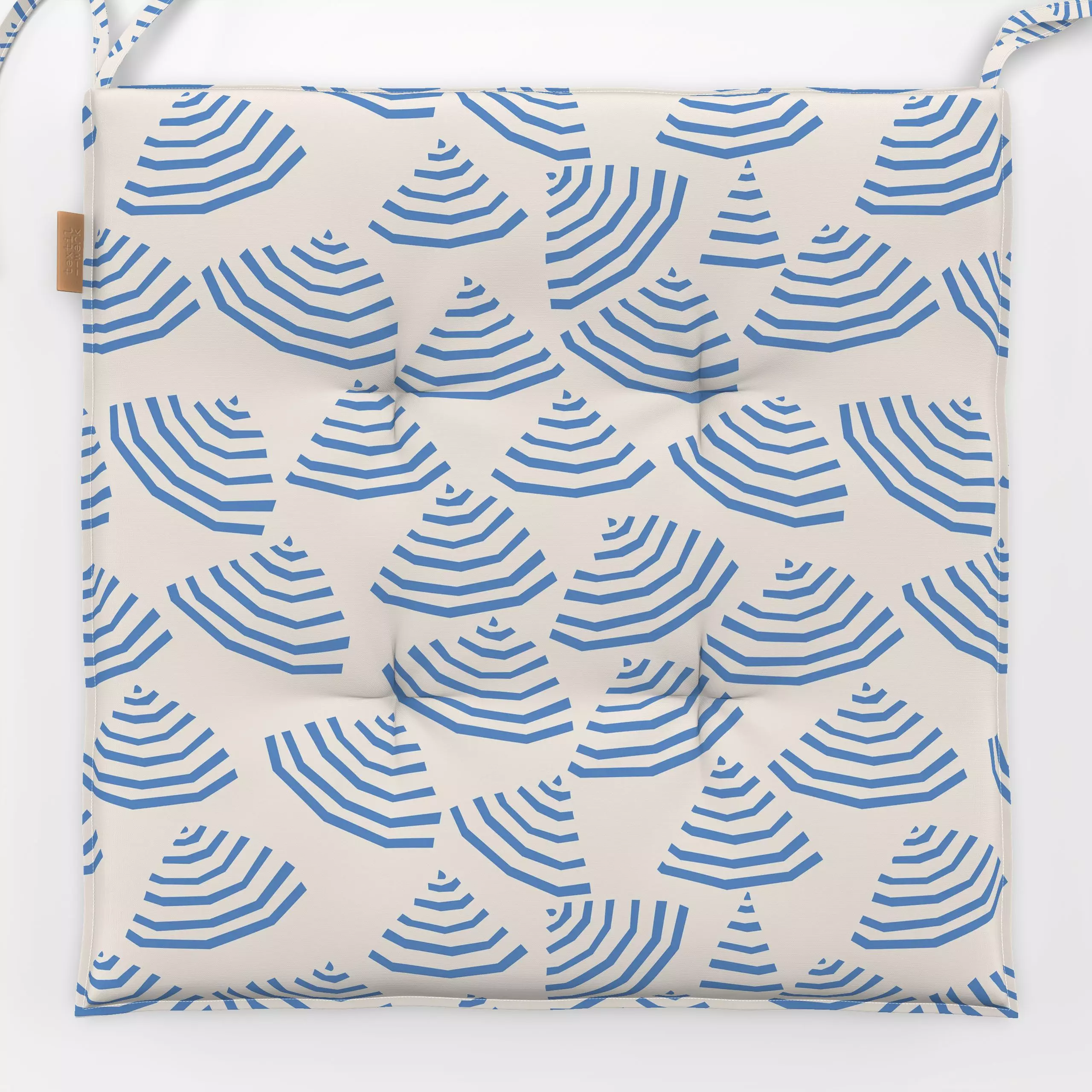 Sitzkissen La Plage bleu - Sommer, Symbole & Muster - von „Jana Driver"; Strand, beige, blau, Sonnenschirm, janadriver, Jard...