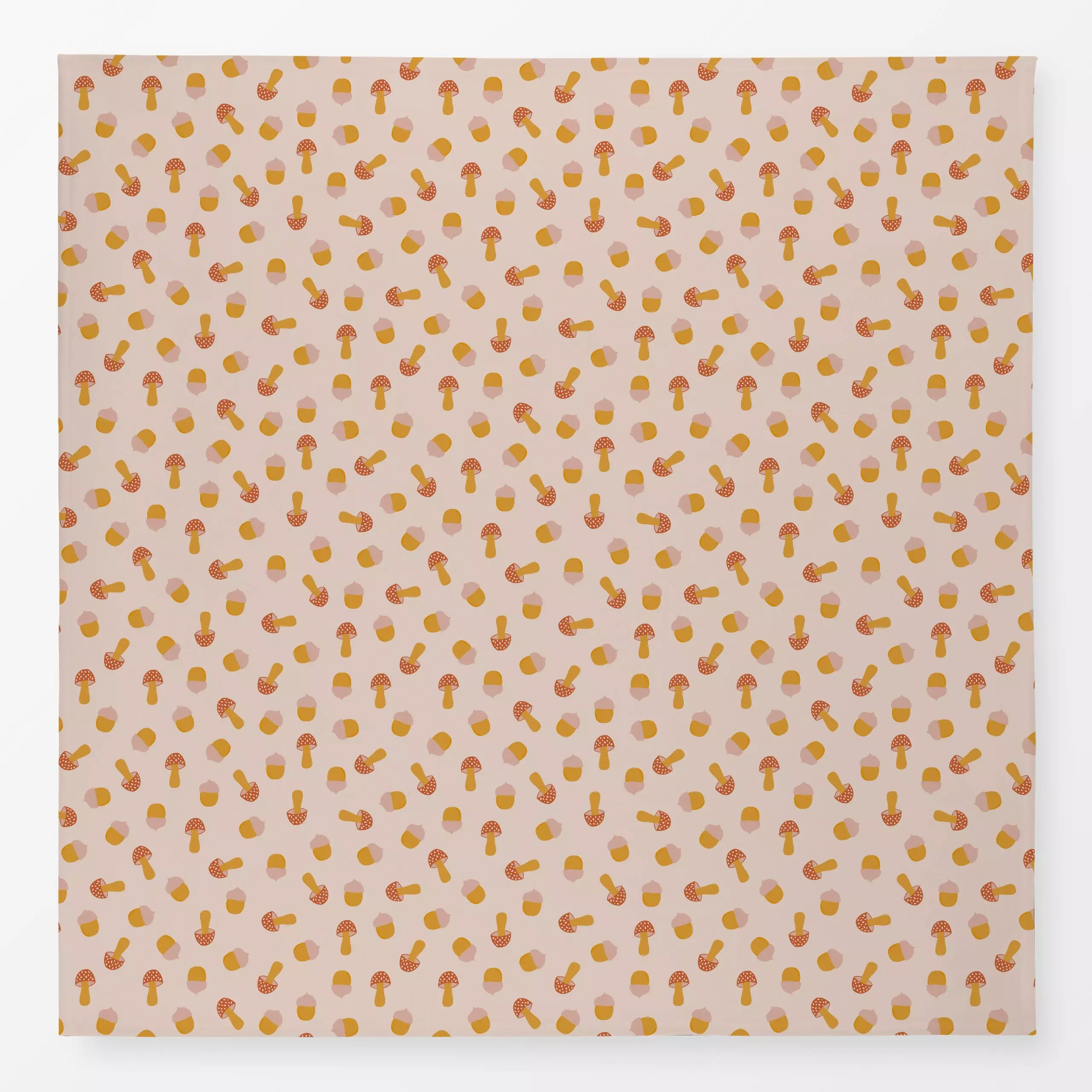 Tischdecke Eicheln und Pilze - Natur & Landschaft - von „Menina Lisboa "; Muster, Natur, Kinderzimmer, bunt, gelb, Eicheln, ...