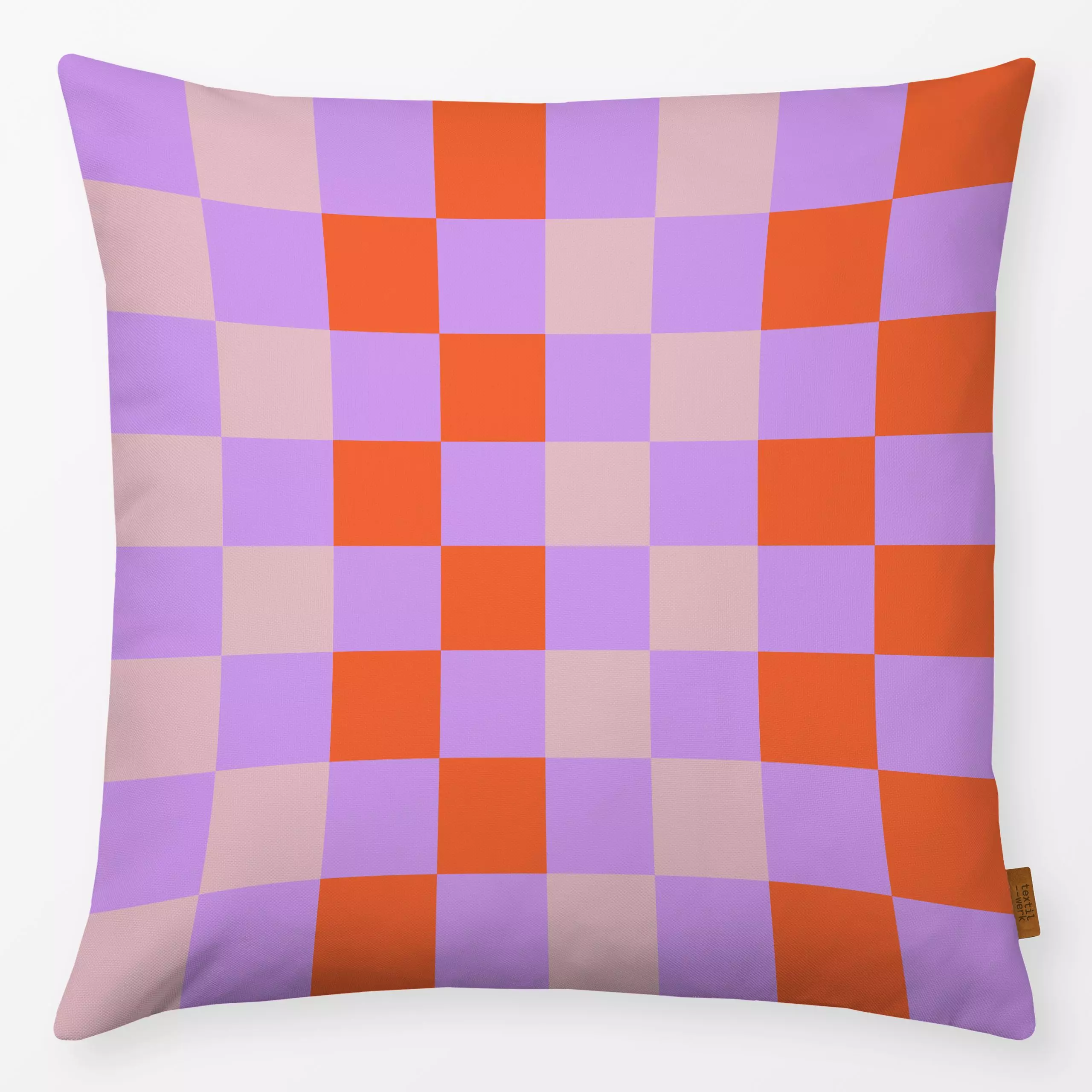 Kissen Fun Chess Stripe - Symbole & Muster - von „Julia Schumacher"; Streifen, rosa, Karo, Karos, fun, colorful, gestreift, ...