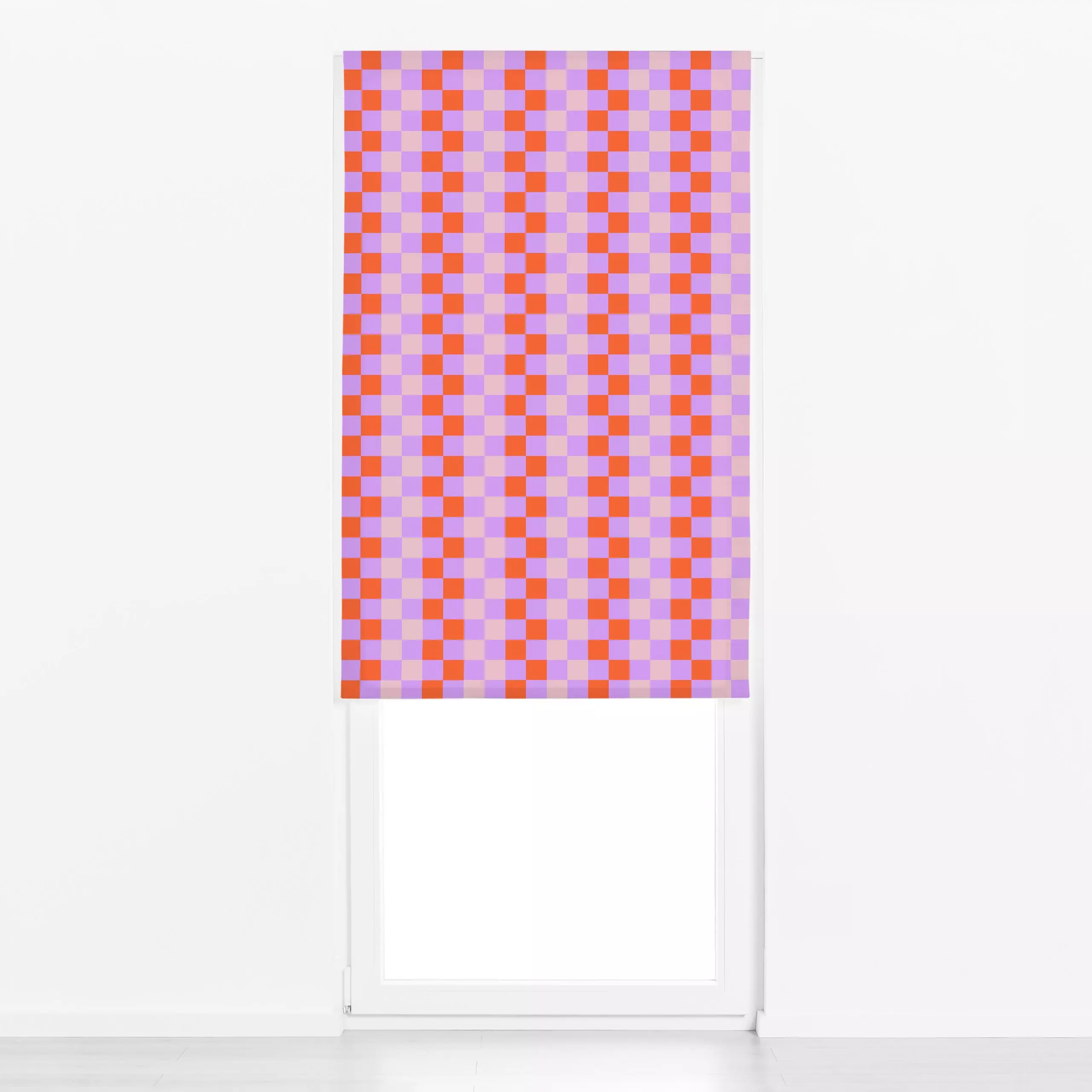Raffrollo Fun Chess Stripe - Symbole & Muster - von „Julia Schumacher"; Streifen, rosa, Karo, Karos, fun, colorful, gestreif...