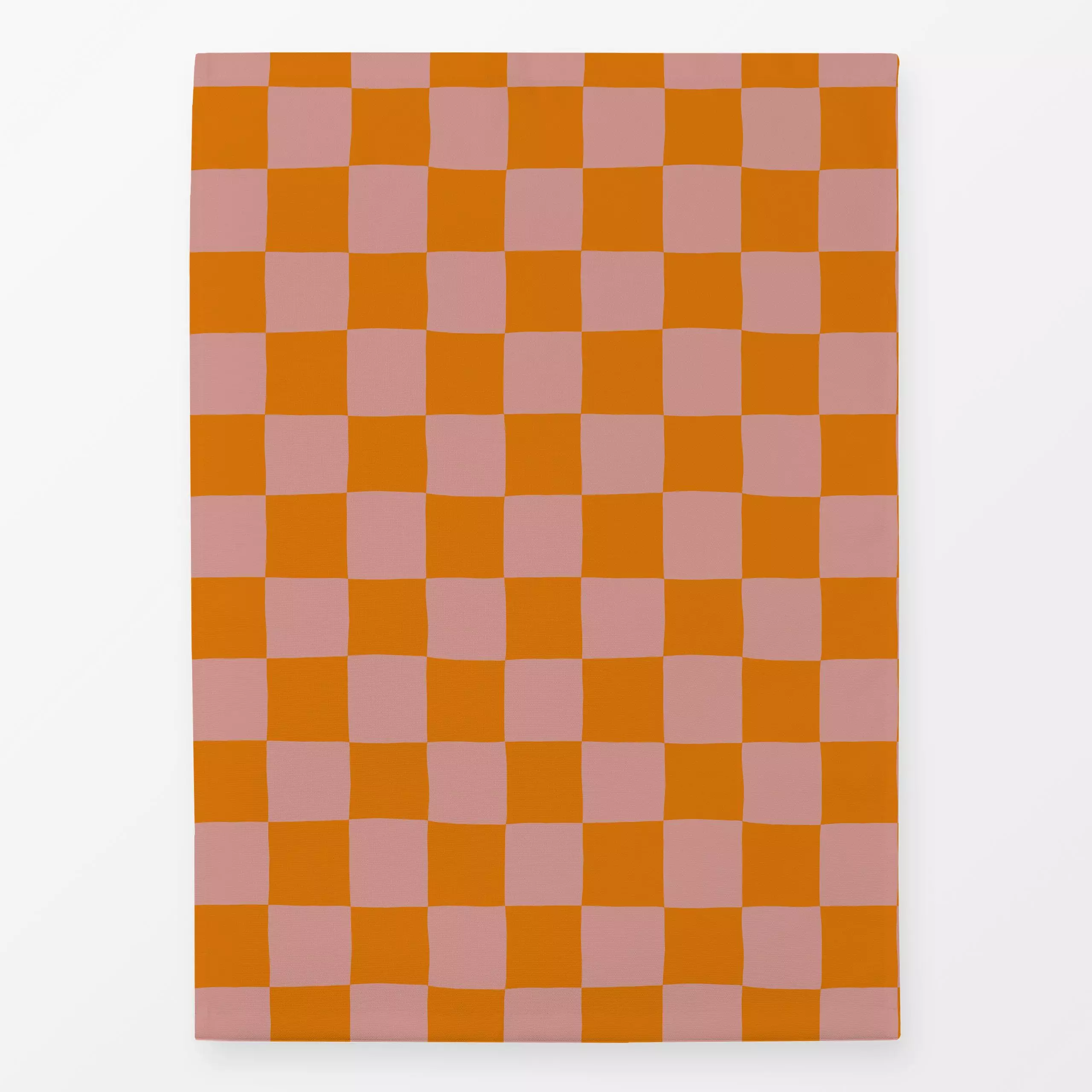 Geschirrtücher Schachbrett Karo Rosa Orange - Symbole & Muster - von „Studio Kesse"; rosa, Orange, Karo, Herbst, landhaus, g...