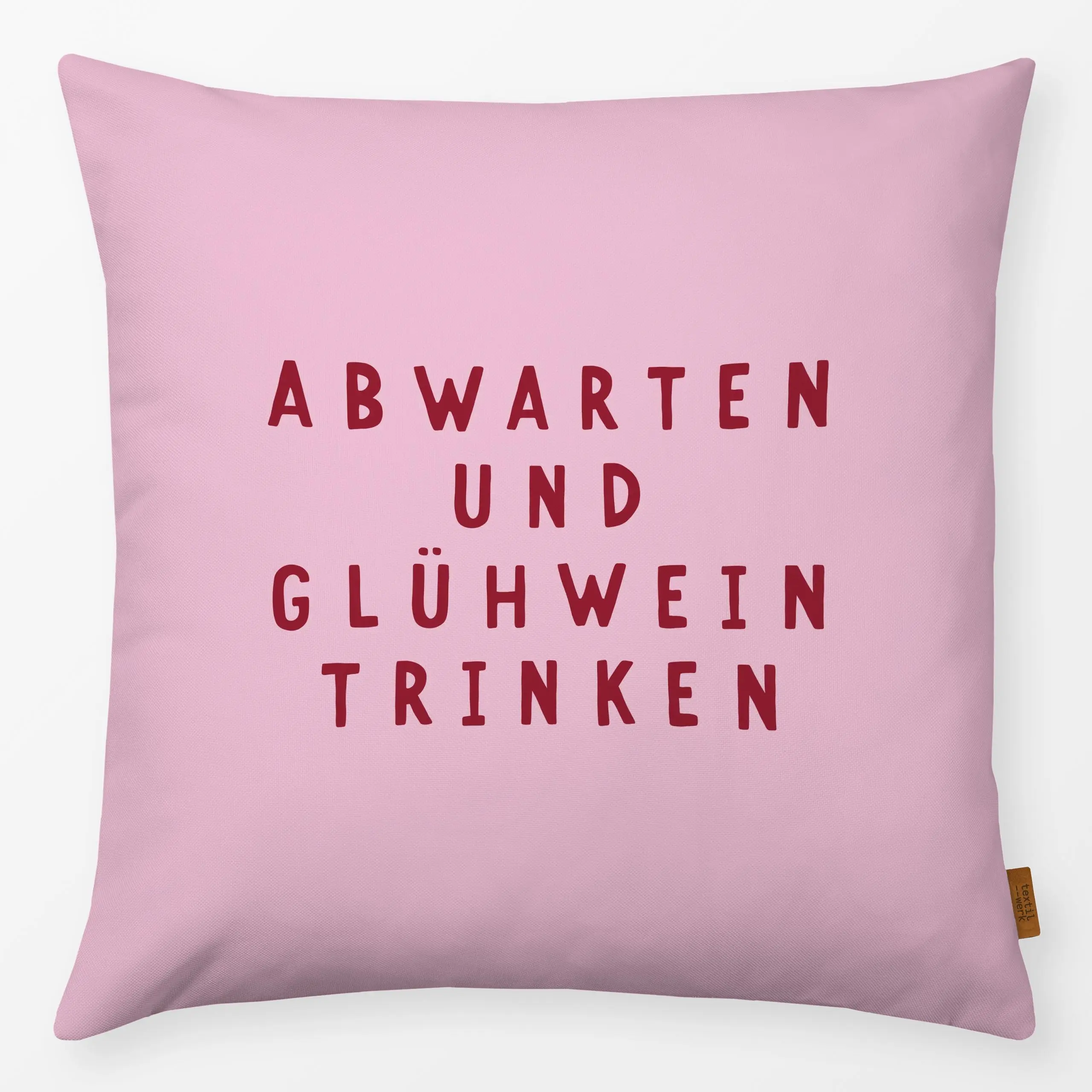 Kissen Glühwein trinken rot rosa - Weihnachten, Winter - von „Studio Kesse"; Weihnachten, pink, weihnachtlich, weihnachtsspr...