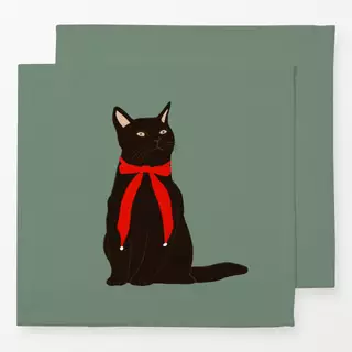 Servietten Katze mit Schleife