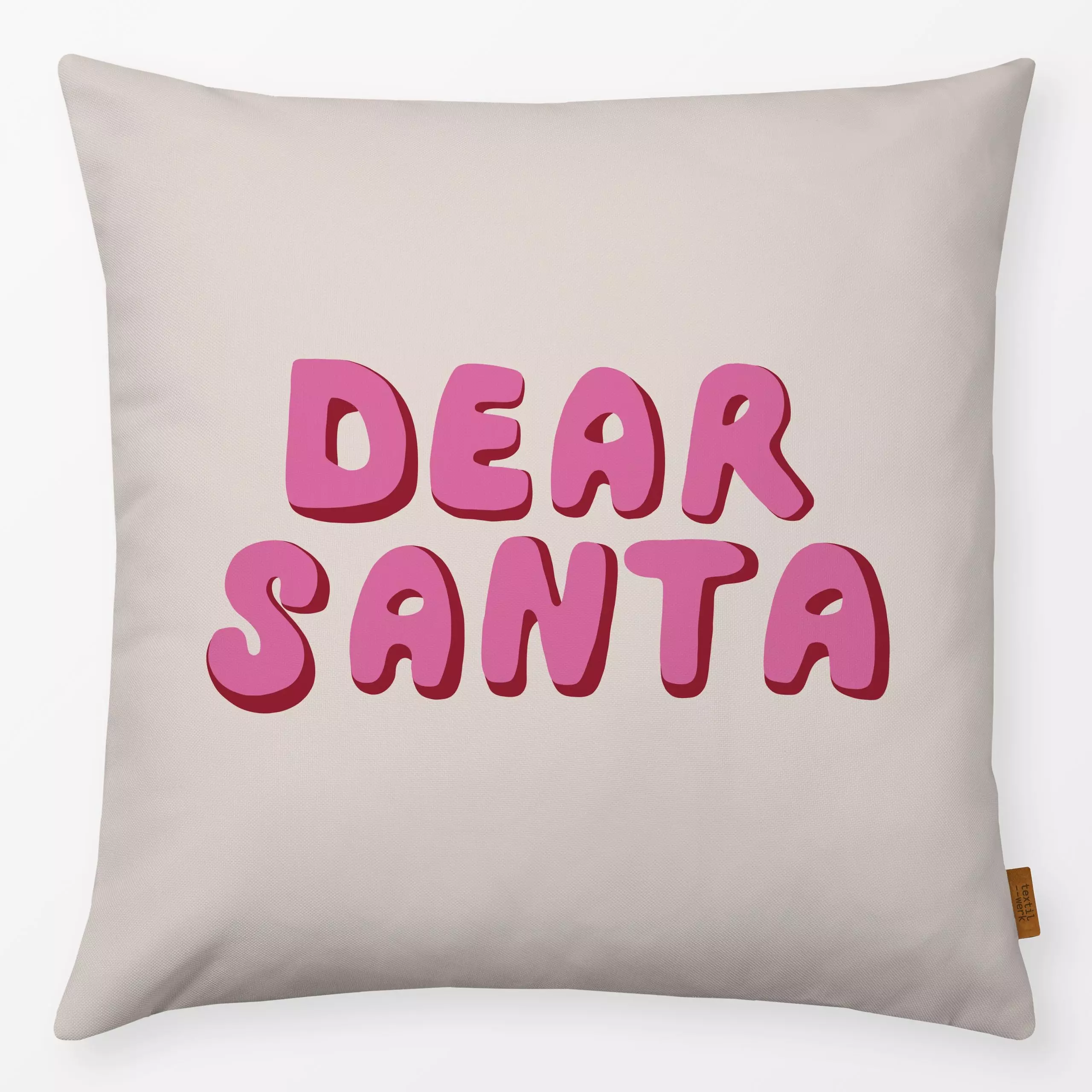 Kissen Dear Santa pink - Weihnachten, Winter - von „Studio Kesse"