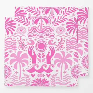 Servietten Boho Beach Pink White