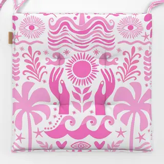 Sitzkissen Boho Beach Pink White