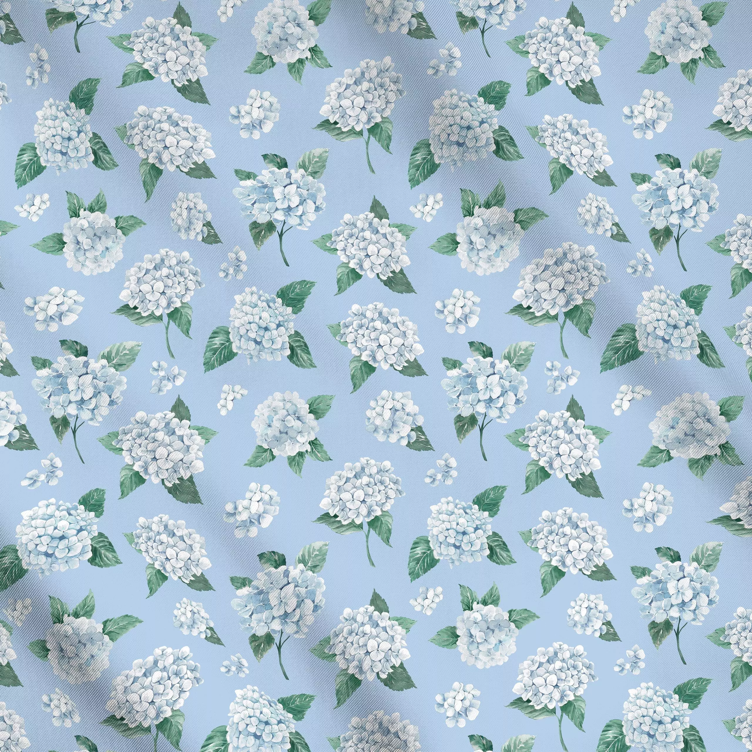 Meterware Blaue Hortensien, Blumen, gemustert, Sommer, von Katrin Graff