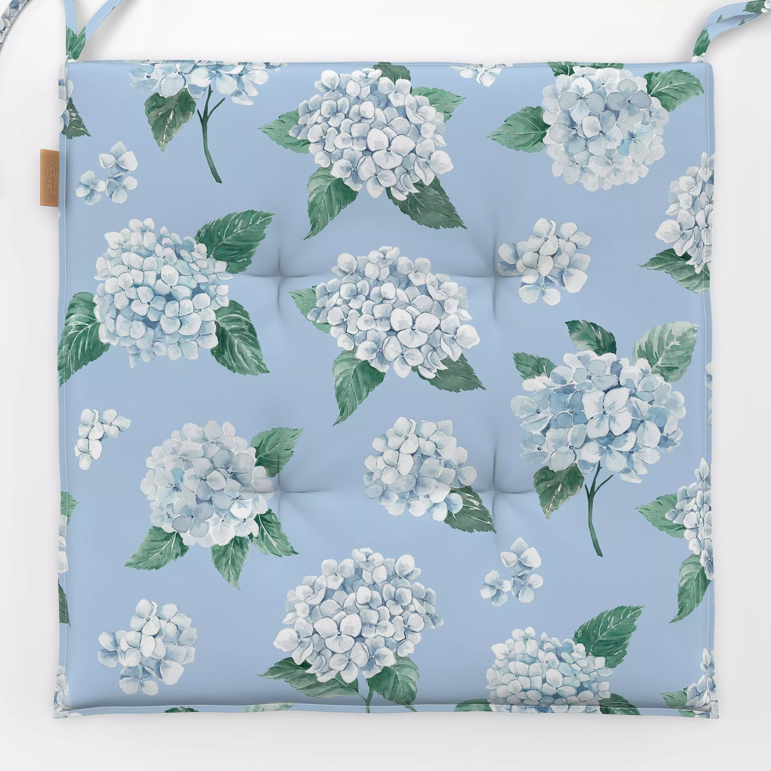 Sitzkissen Blaue Hortensien - Blumen & Florales, Symbole & Muster, Pflanzen & Botanik - von „Katrin Graff“; Garten, Sommerbl...