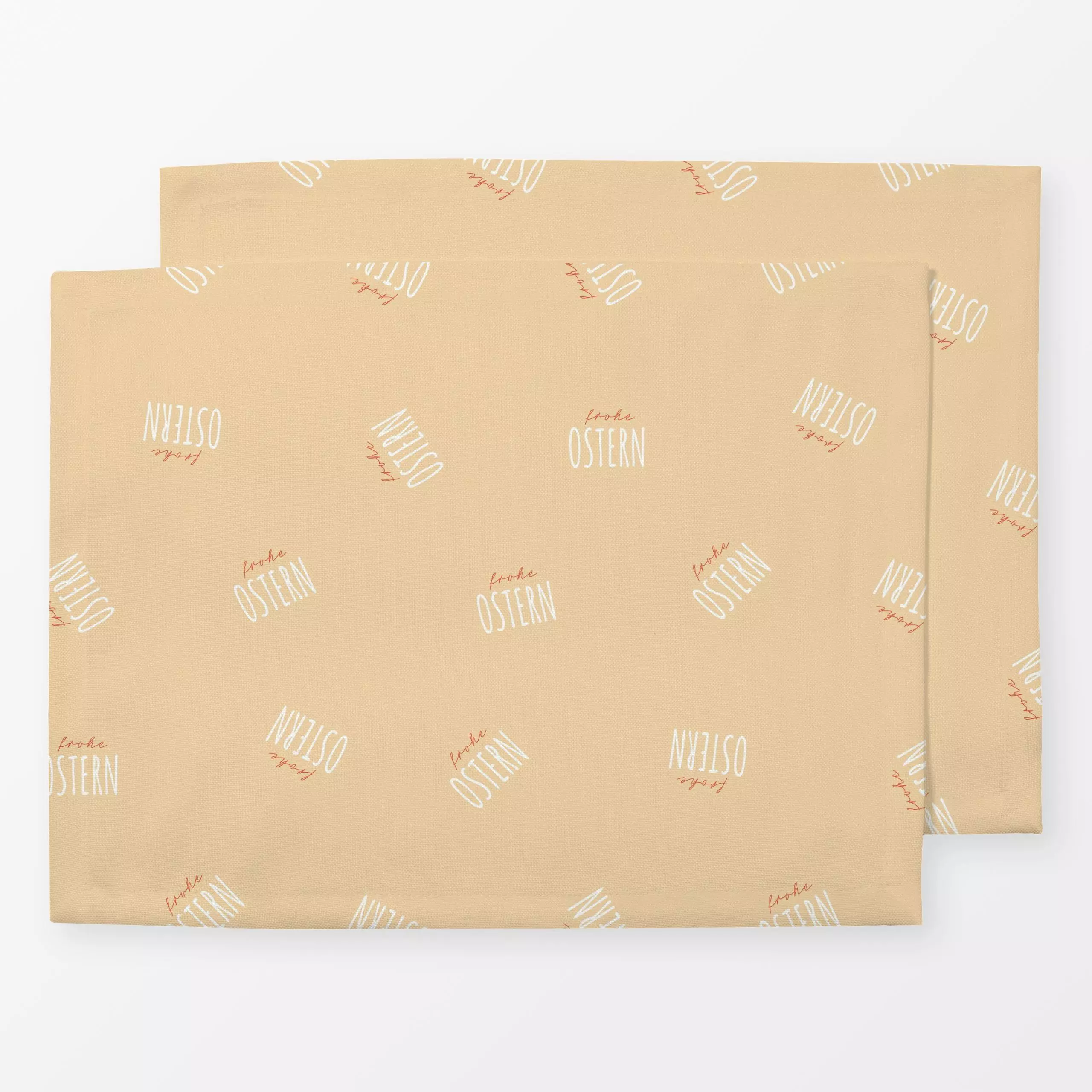 Tischset Frohe Ostern gelb - Frühling, Sprüche & Schriftzüge - von „Kantioler Design"; Ostern, typografie, Jahreszeit, quote...