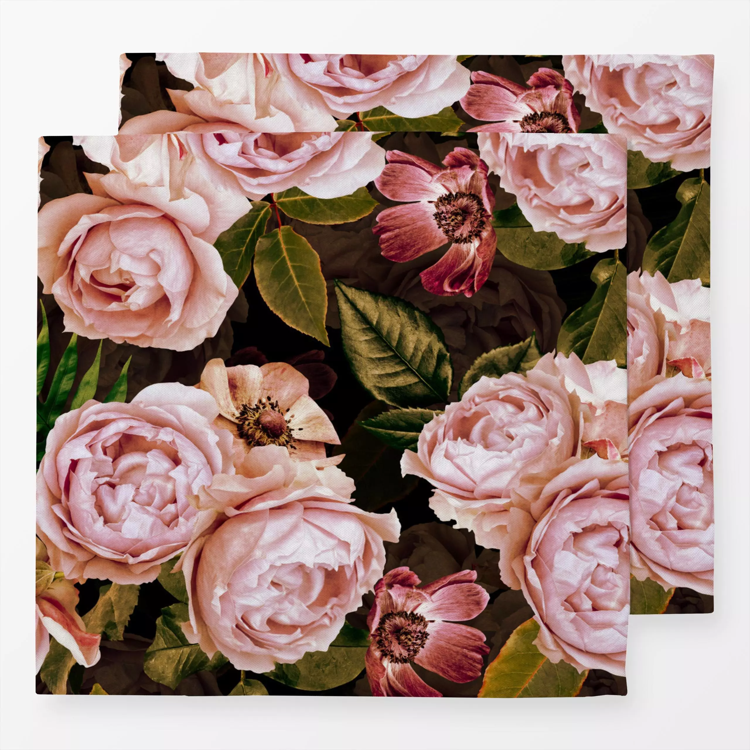 Servietten Mitternachts Vintage Rosen - Blumen & Florales, Sommer - von „Uta Naumann“; boho, Muster, Blumen, Rosen, Garten, ...