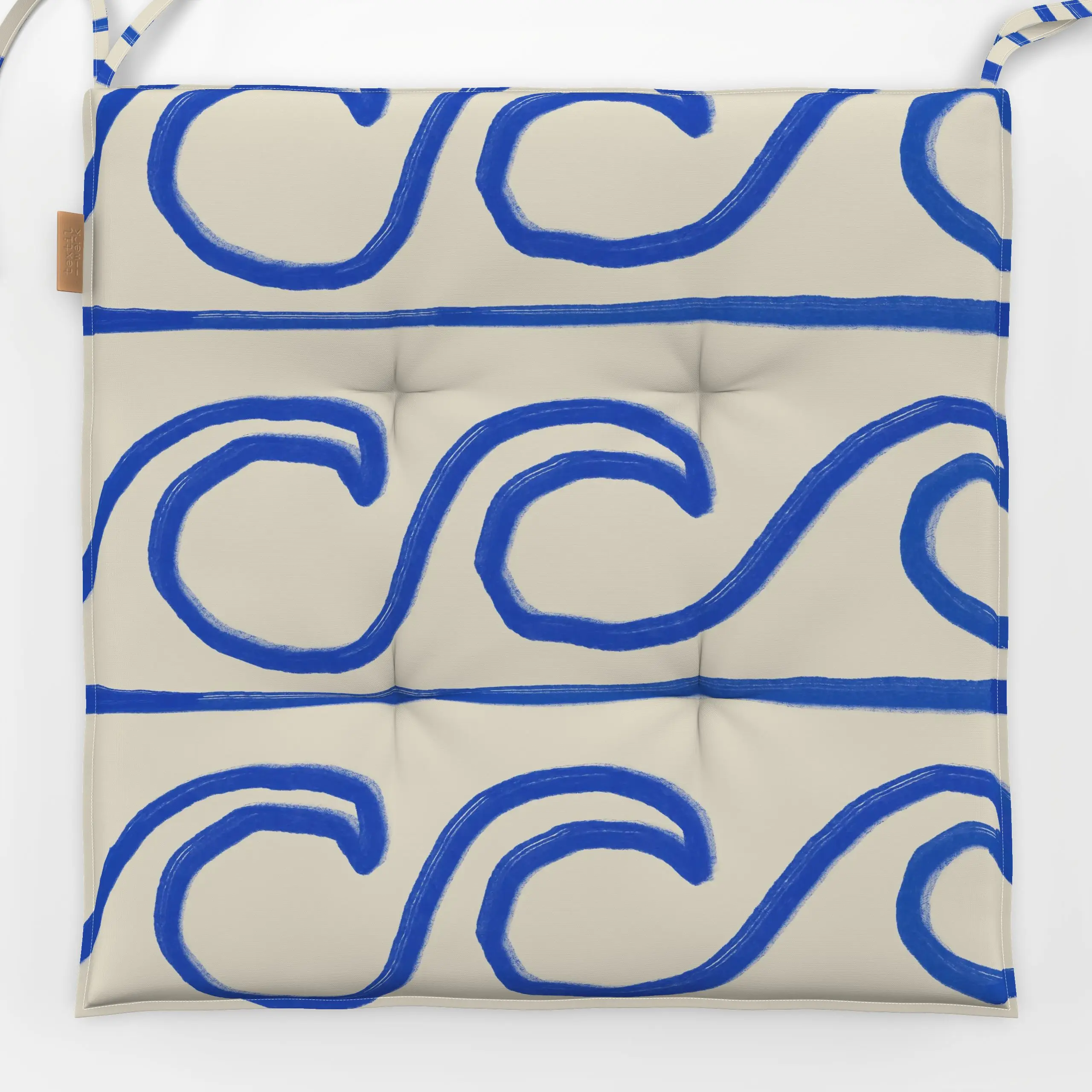 Sitzkissen Painted Waves - Sommer - von „KunstbyStephie"; Wasserfarben, minimal, Wasser, Strand, wellen, Beach, handgemalt, ...