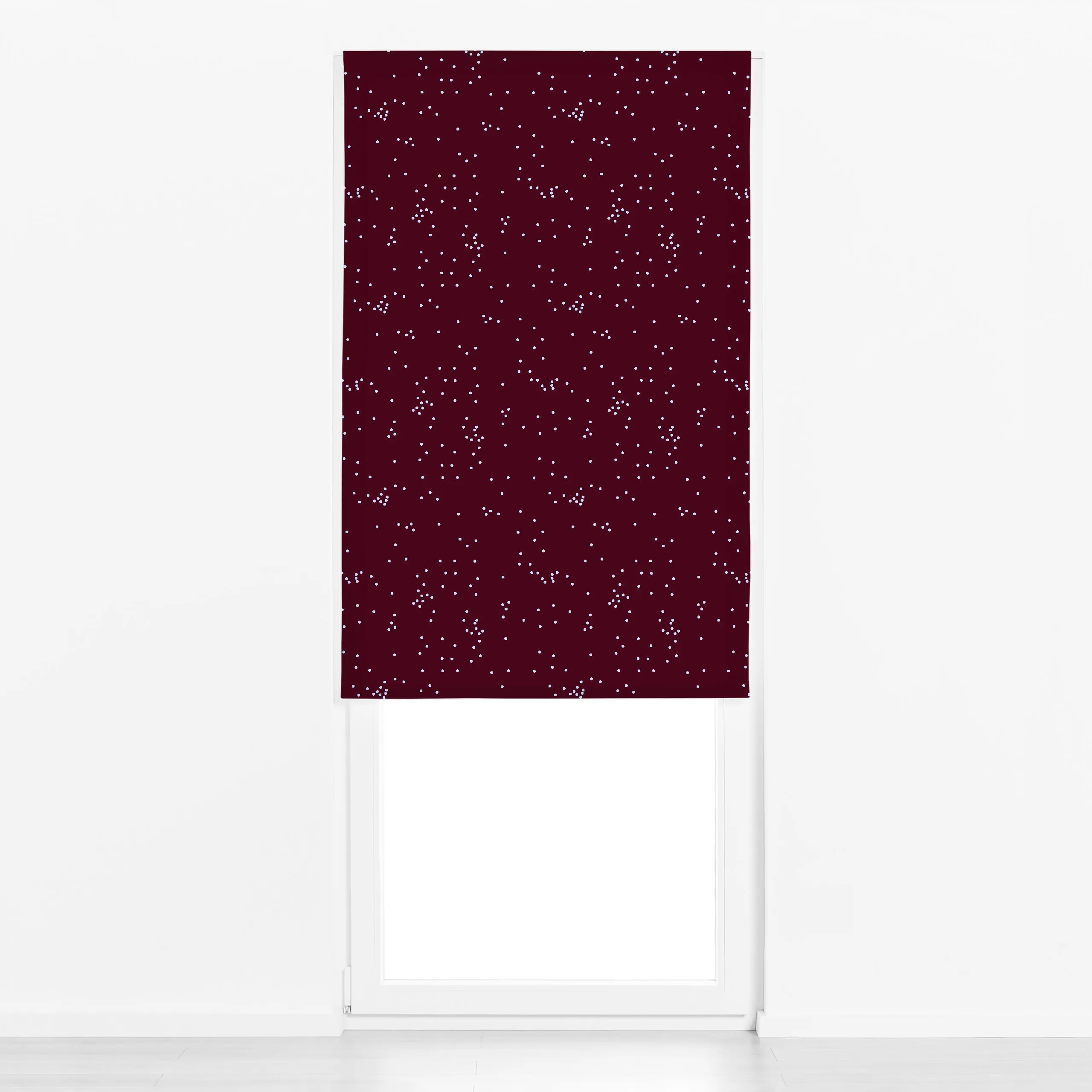 Raffrollo gestreute Punkte Burgundy - Symbole & Muster - von „Sophie Augustin Illustration"; Punkte, Dots, gepunktet, hellbl...