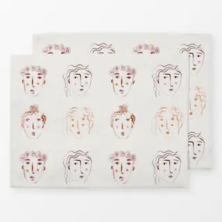 Tischset Malerei Gesichter Kreide