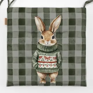 Sitzkissen Weihnachts - Hase Pulli Grün