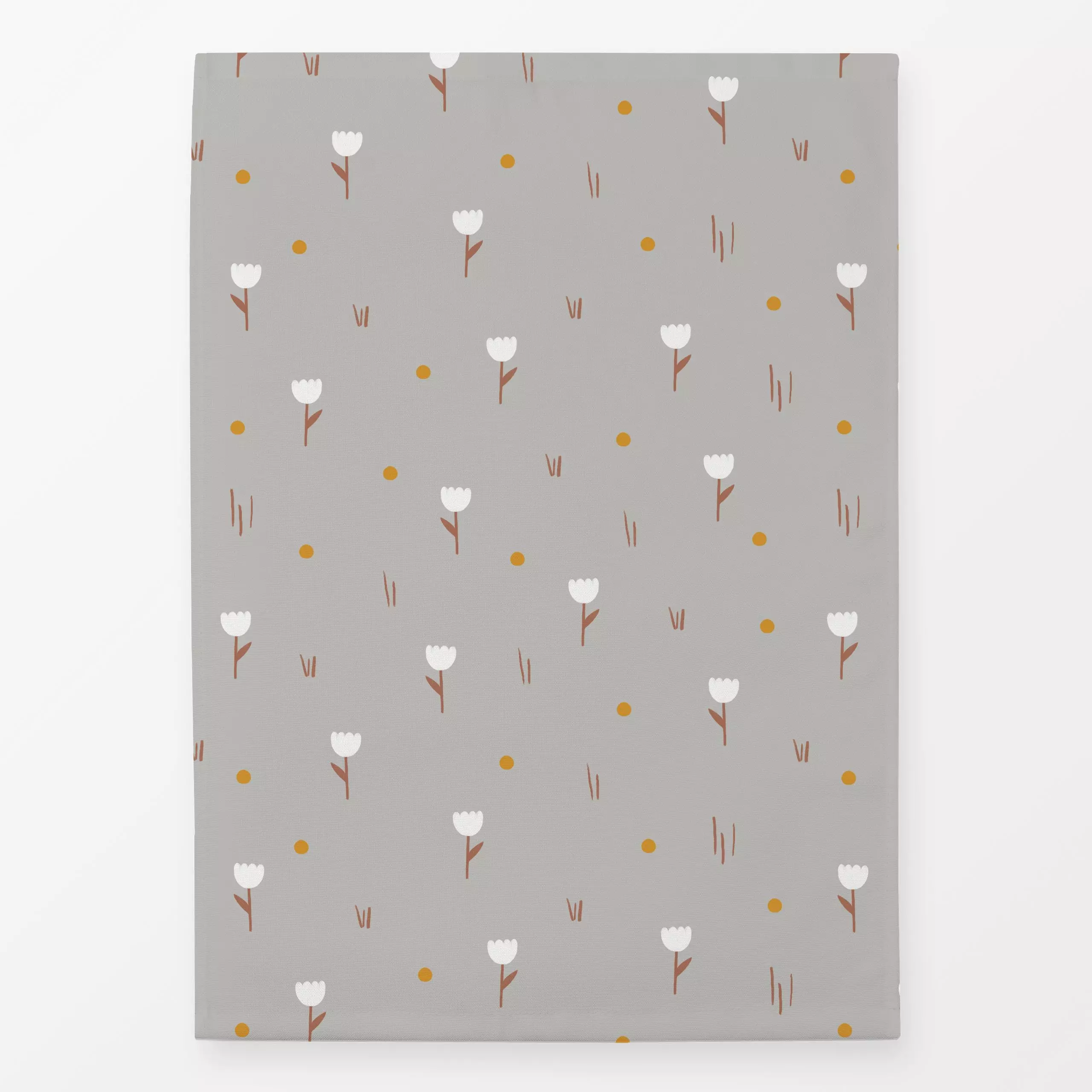 Geschirrtücher White Tulips Yellow Dots - Blumen & Florales, Symbole & Muster - von „Menina Lisboa "; Punkte, grau, skandina...