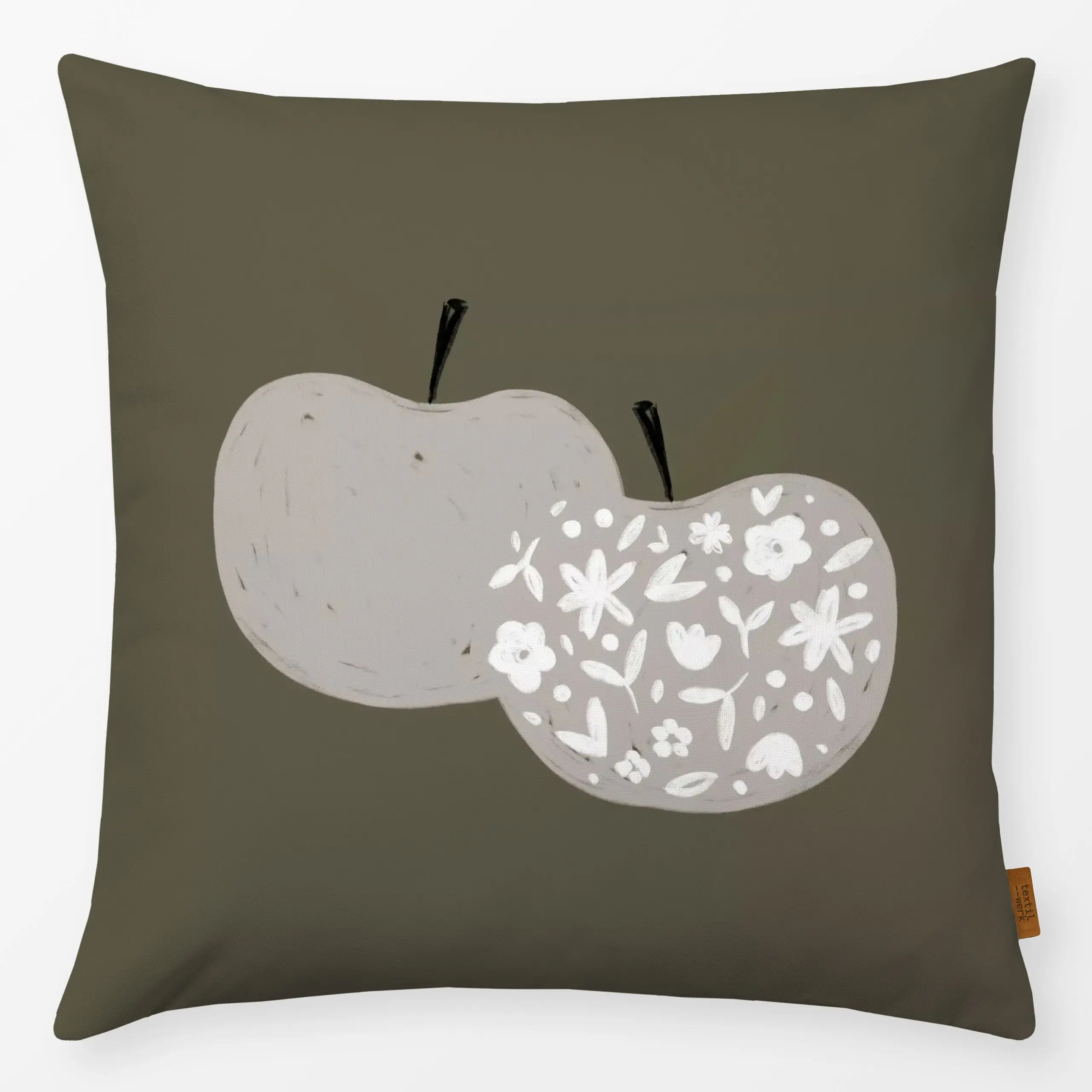 Kissen Apfel grün - Herbst, Winter, Früchte - von „Kruth Design"; Apfel, modern, Herbstdeko, schlicht, herbstlich, outdoorki...