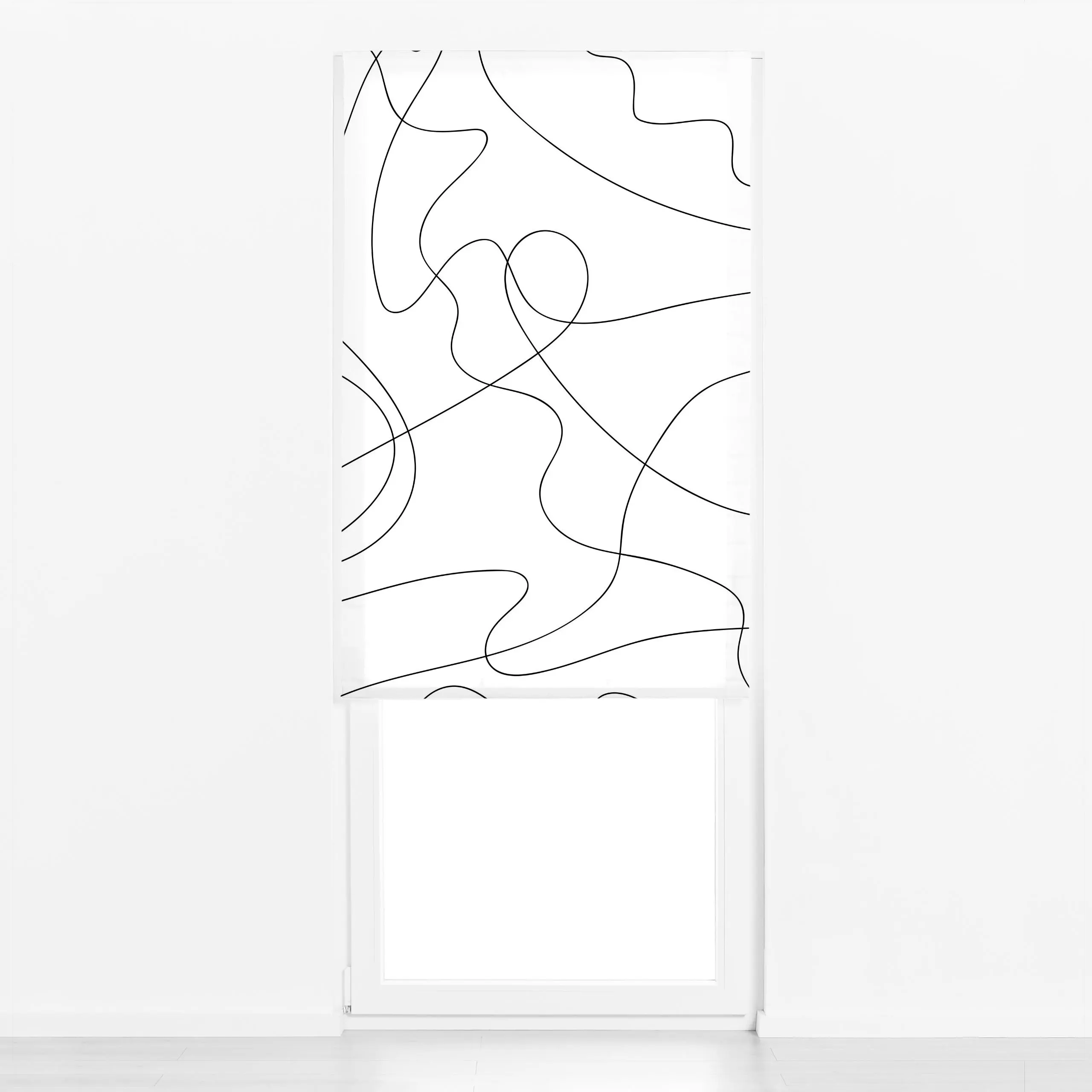 Raffrollo Schwarze Linien - Symbole & Muster - von „Jana Driver"; schwarz, Linien, lineart, oneline