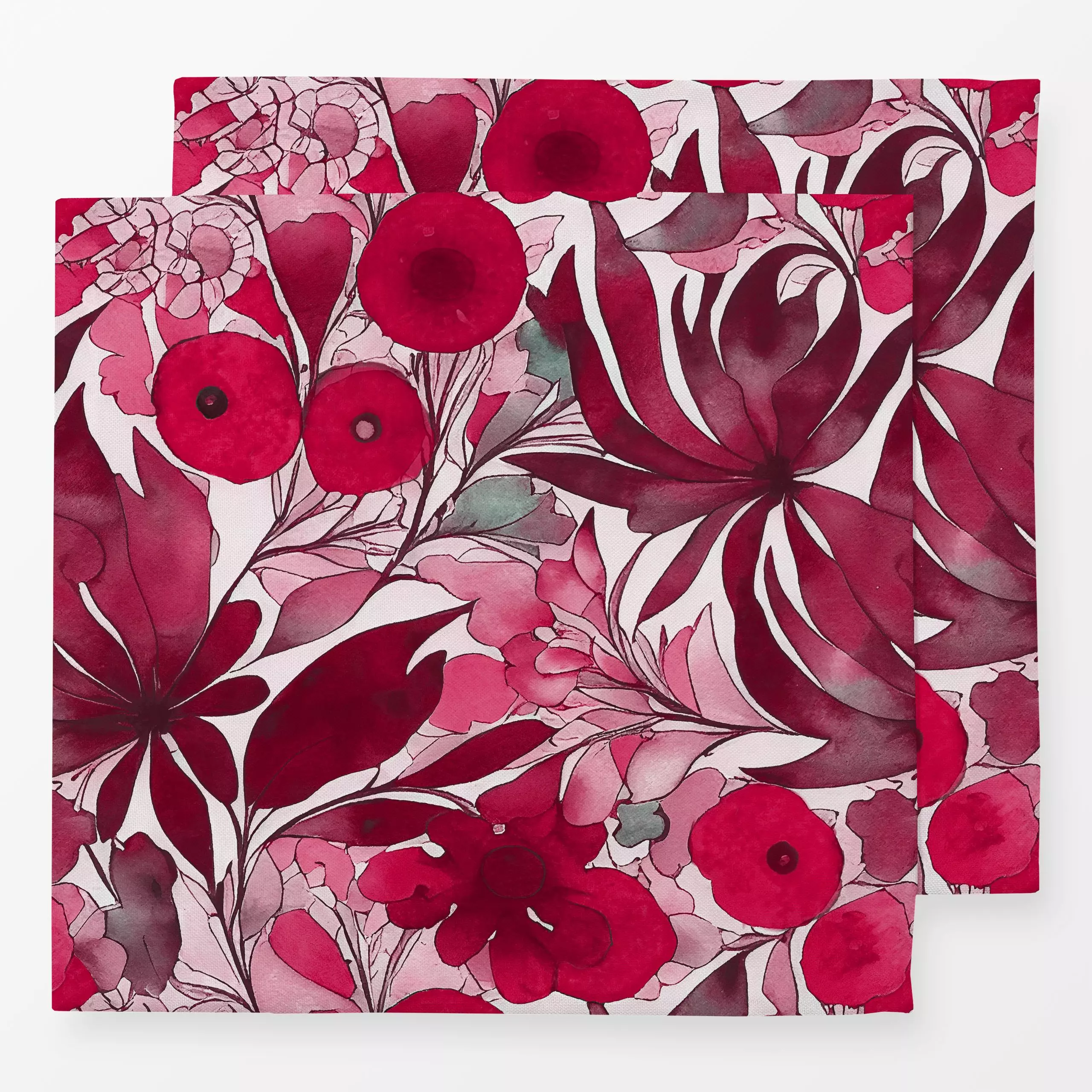 Servietten Red Fantasy Summer Garden - Blumen & Florales, Pflanzen & Botanik - von „Andrea Haase"; Aquarell, Natur, abstrakt...