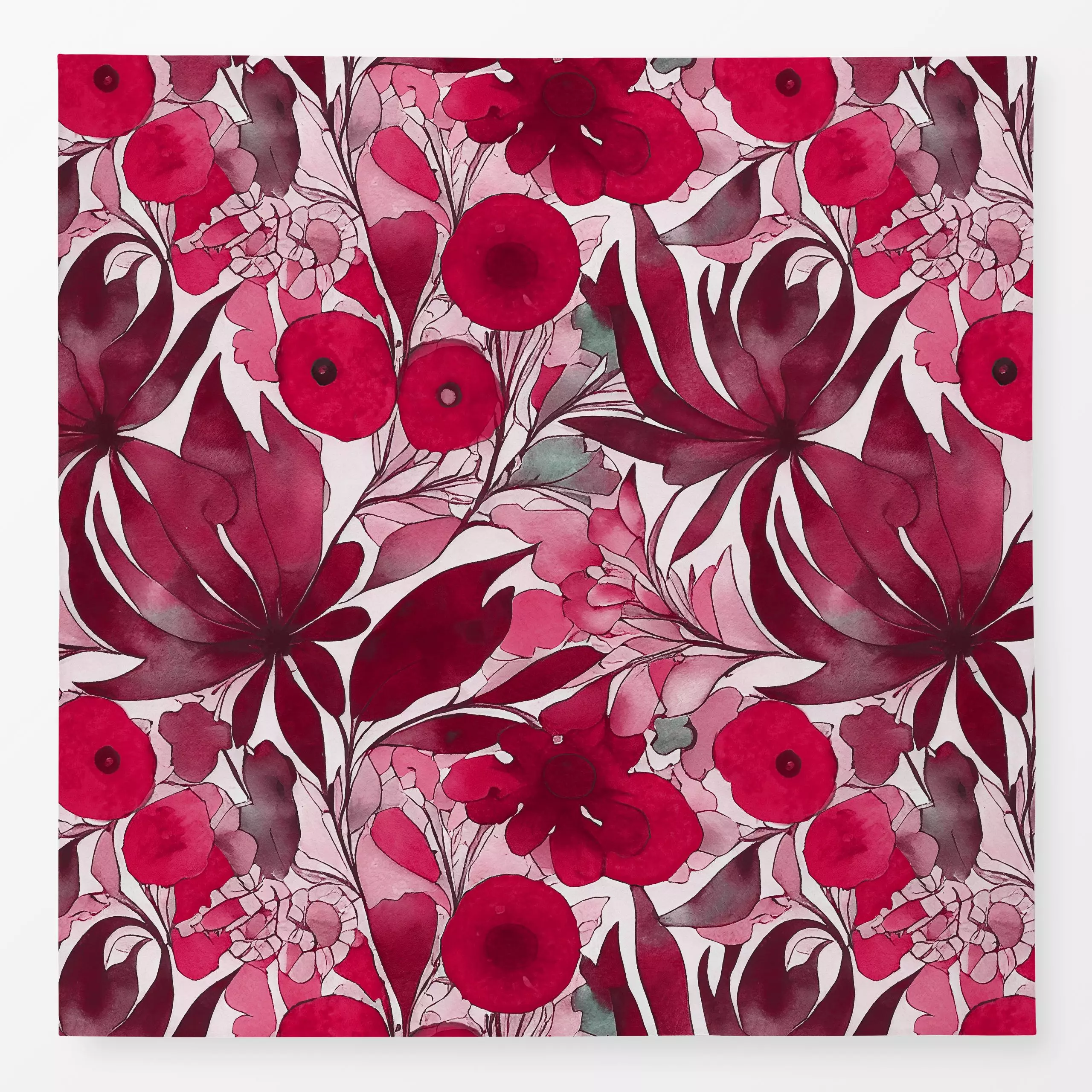 Tischdecke Red Fantasy Summer Garden - Blumen & Florales, Pflanzen & Botanik - von „Andrea Haase"; Aquarell, Natur, abstrakt...