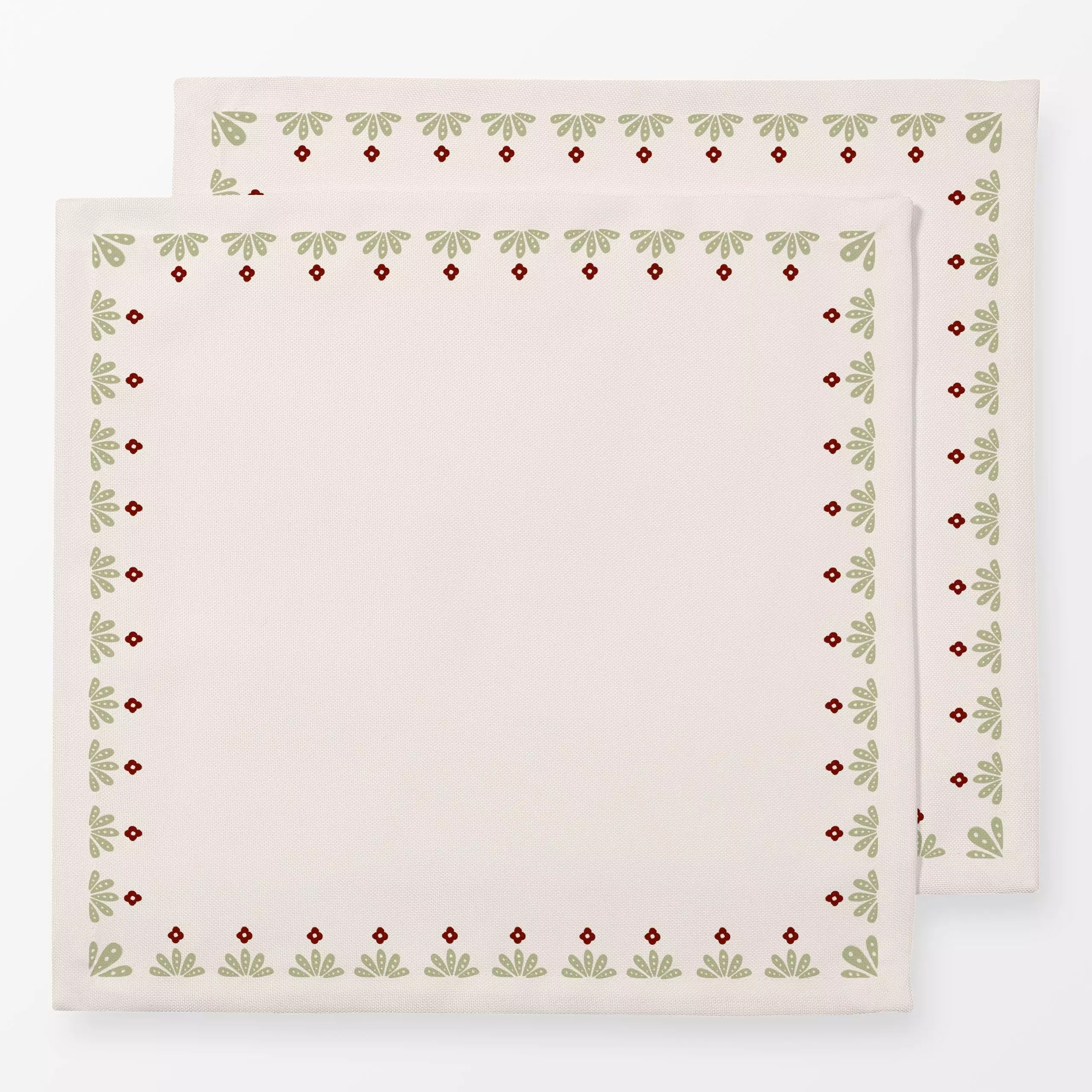 Servietten Folklore Blumen Beige - Blumen & Florales, Weihnachten - von „Sophie Augustin Illustration"; Blumen, Weihnachten,...