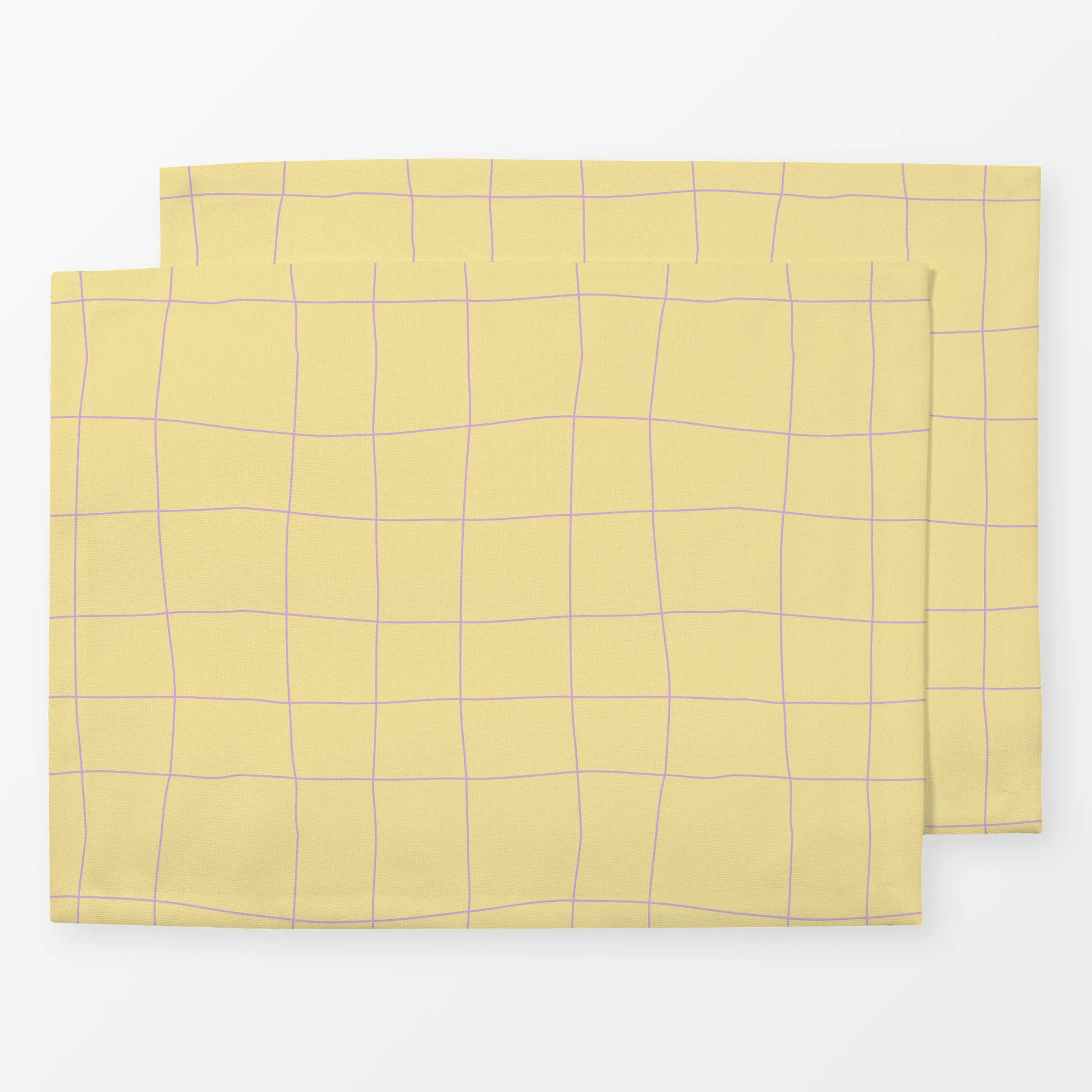 Tischset Karierte Wellen Gelb - Frühling, Symbole & Muster - von „Jana Moßmann"; Linien, wellen, landhaus, organisch, karier...