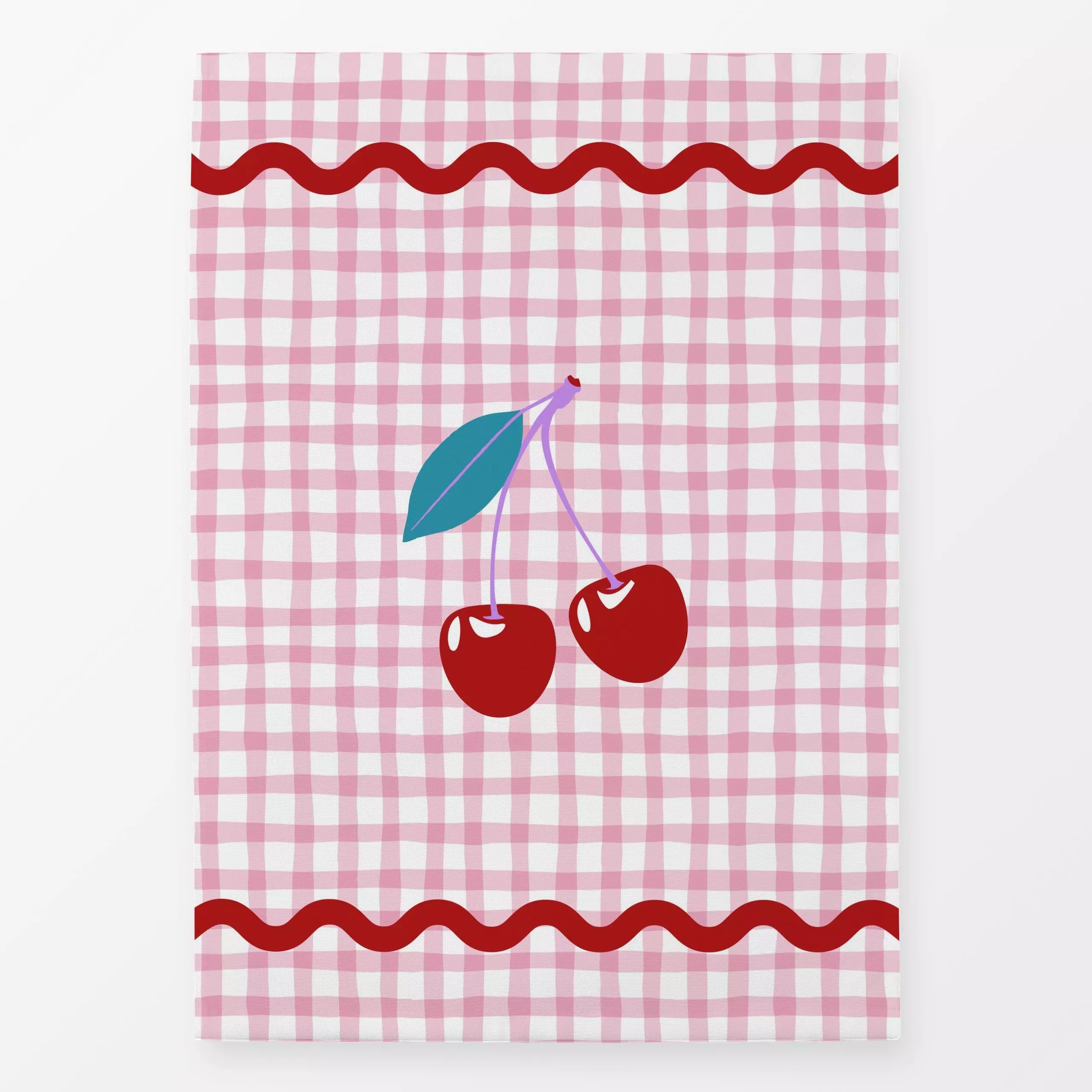 Geschirrtücher Cherries & Gingham - Sprüche & Schriftzüge, Symbole & Muster, Früchte - von „moDeern Design Studio"; Kirschen...