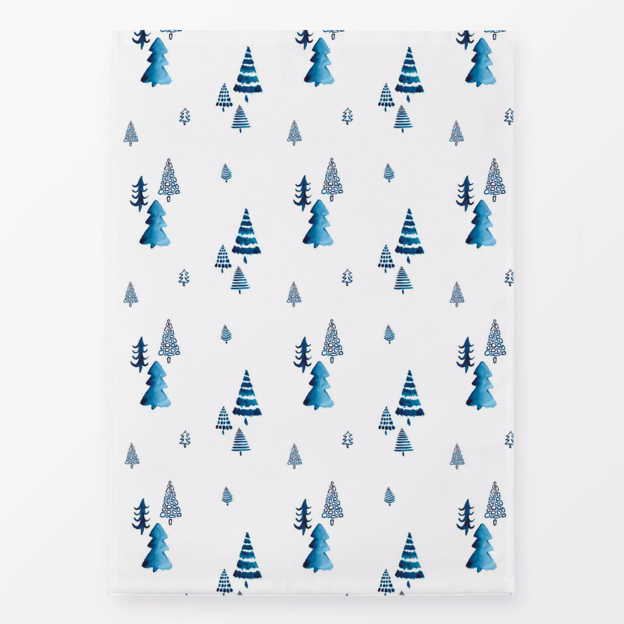 Geschirrtücher Tannenwald - blau - Weihnachten, Winter - von „Sabrina Ziegenhorn"; Aquarell, Tanne, Wald, Tannenbaum, Weihna...