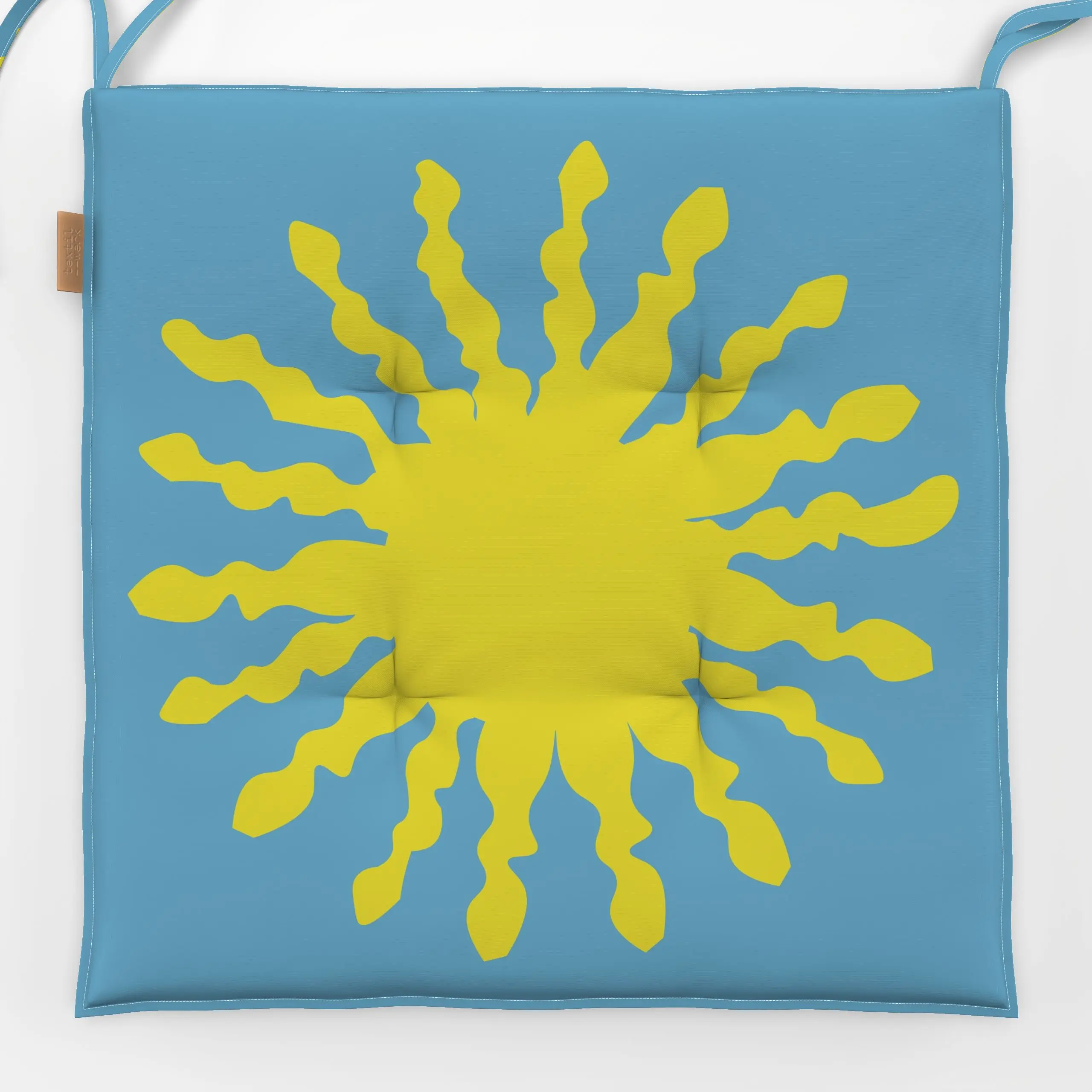 Sitzkissen Sonne Gelb Blau - Natur & Landschaft, Sommer - von „Alisa Knöß"; Sonne, Italien, Gartendeko, outdoorkissen, somme...