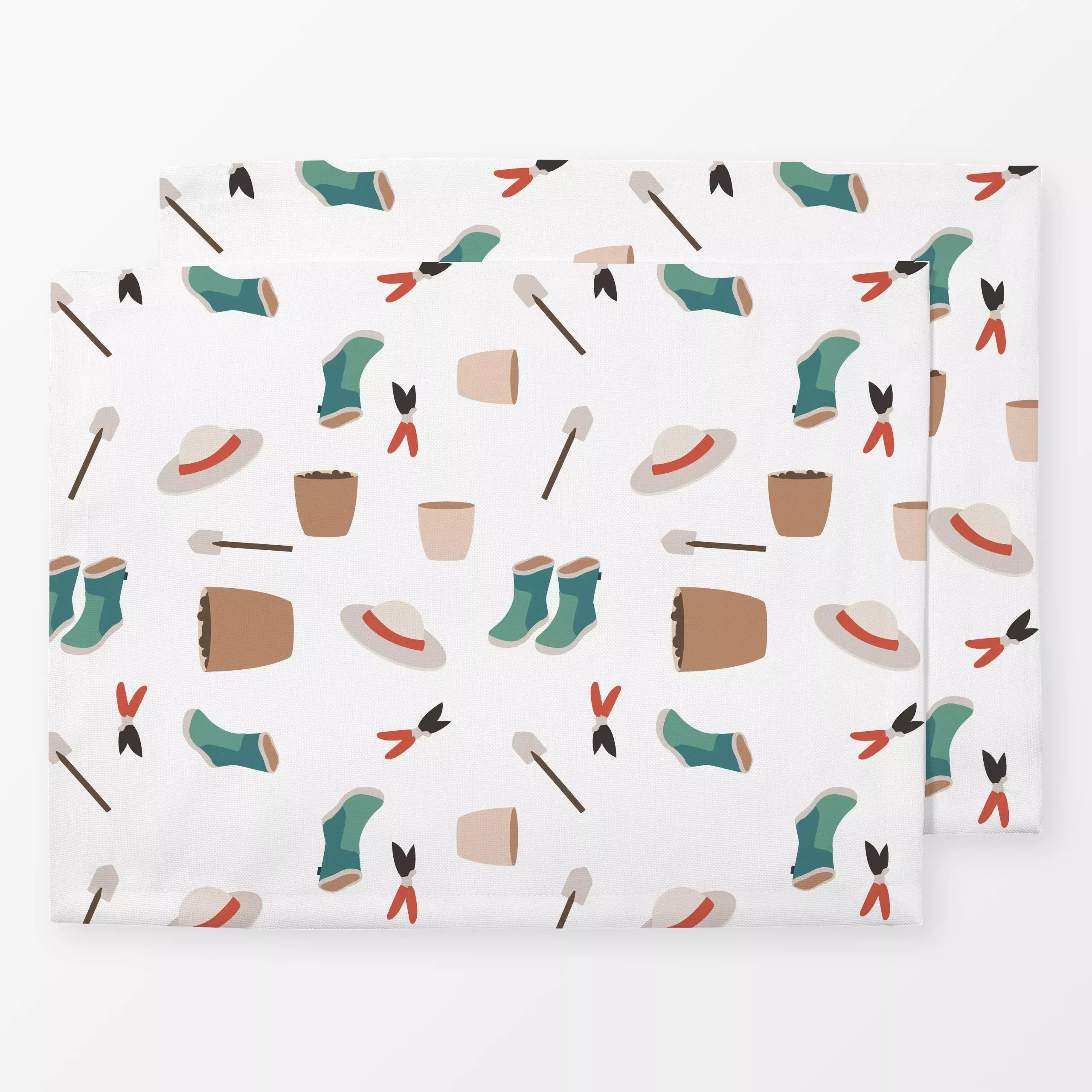 Tischset Gartenwerkzeug - Frühling - von „Jana Moßmann"; Garten, Sonnenhut, spring, werkzeug, Gummistiefel, Schrebergarten, ...