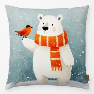 Kissen Winter Freunde Bär Vogel