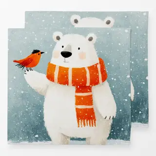 Servietten Winter Freunde Bär Vogel