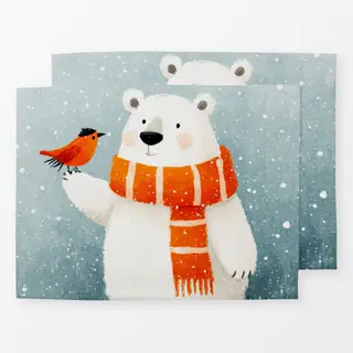 Tischset Winter Freunde Bär Vogel