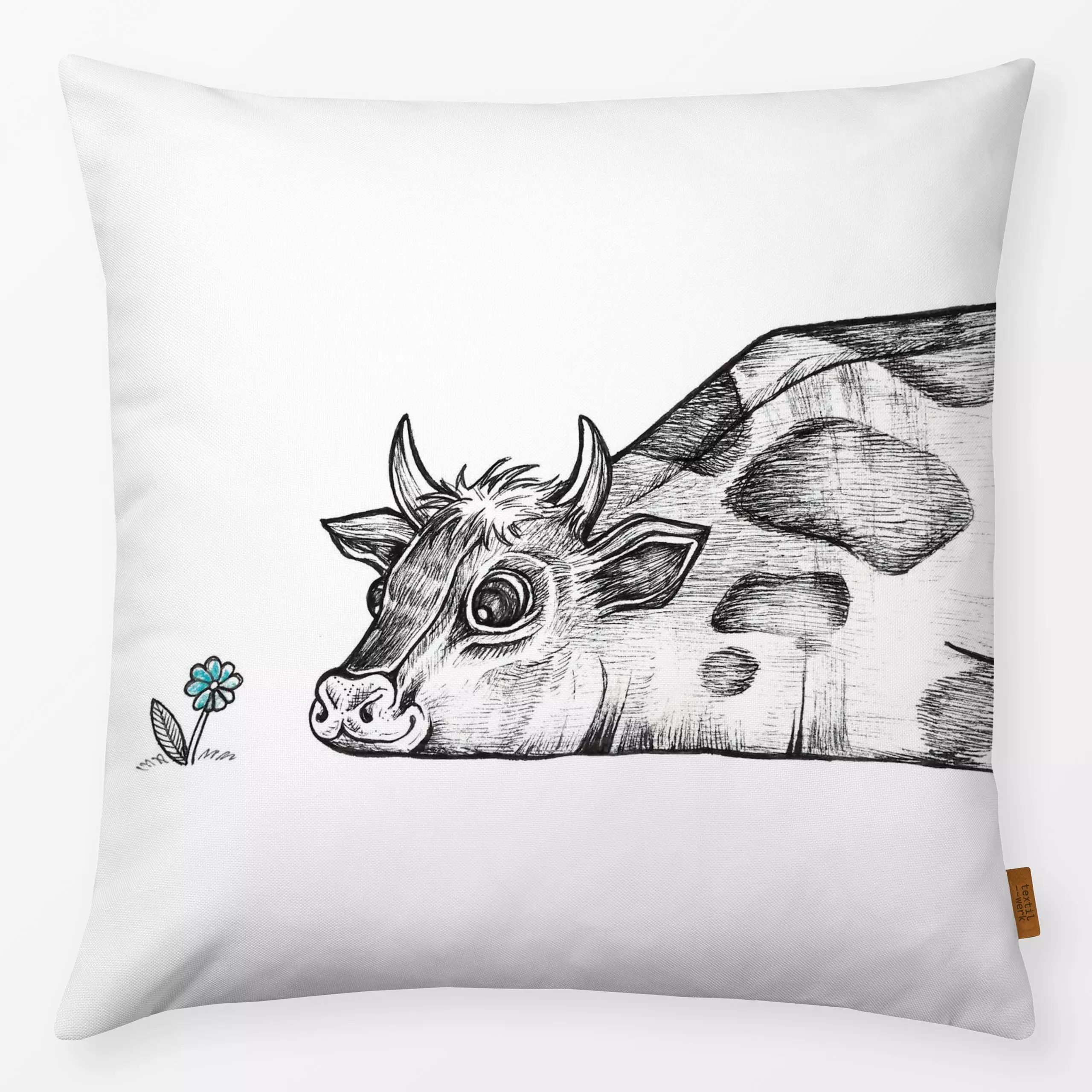 Kissen Rita die Kuh - Frühling, Natur & Landschaft, Tiere - von „LIGARTI Tiermanufaktur"; Kuh, Wiese, kuhflecken, Weide, Lig...