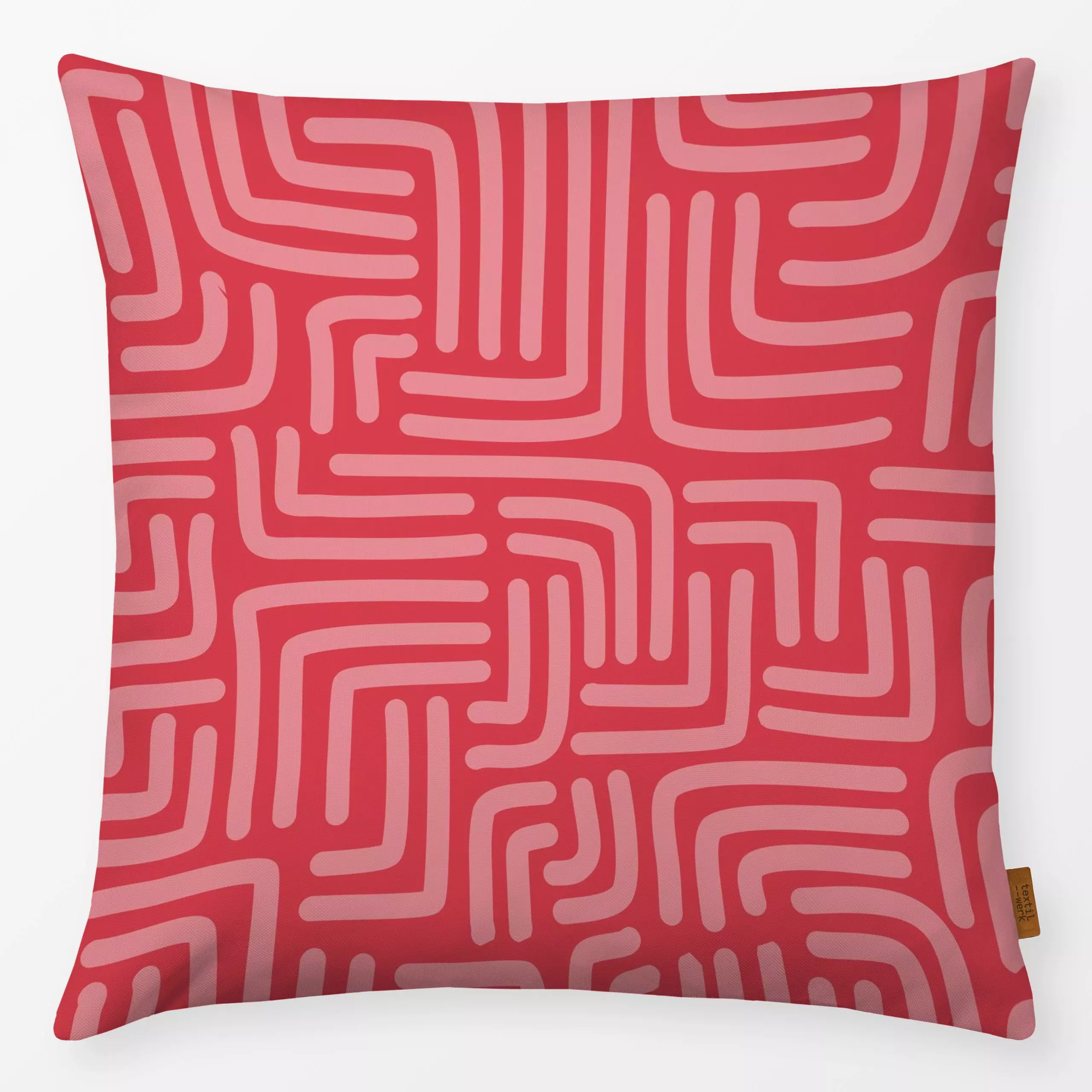 Kissen DOODLE Strichecken - rot - Symbole & Muster - von „Heyduda"; Muster, linie, Striche, modern, schlicht, stripes, Gekri...