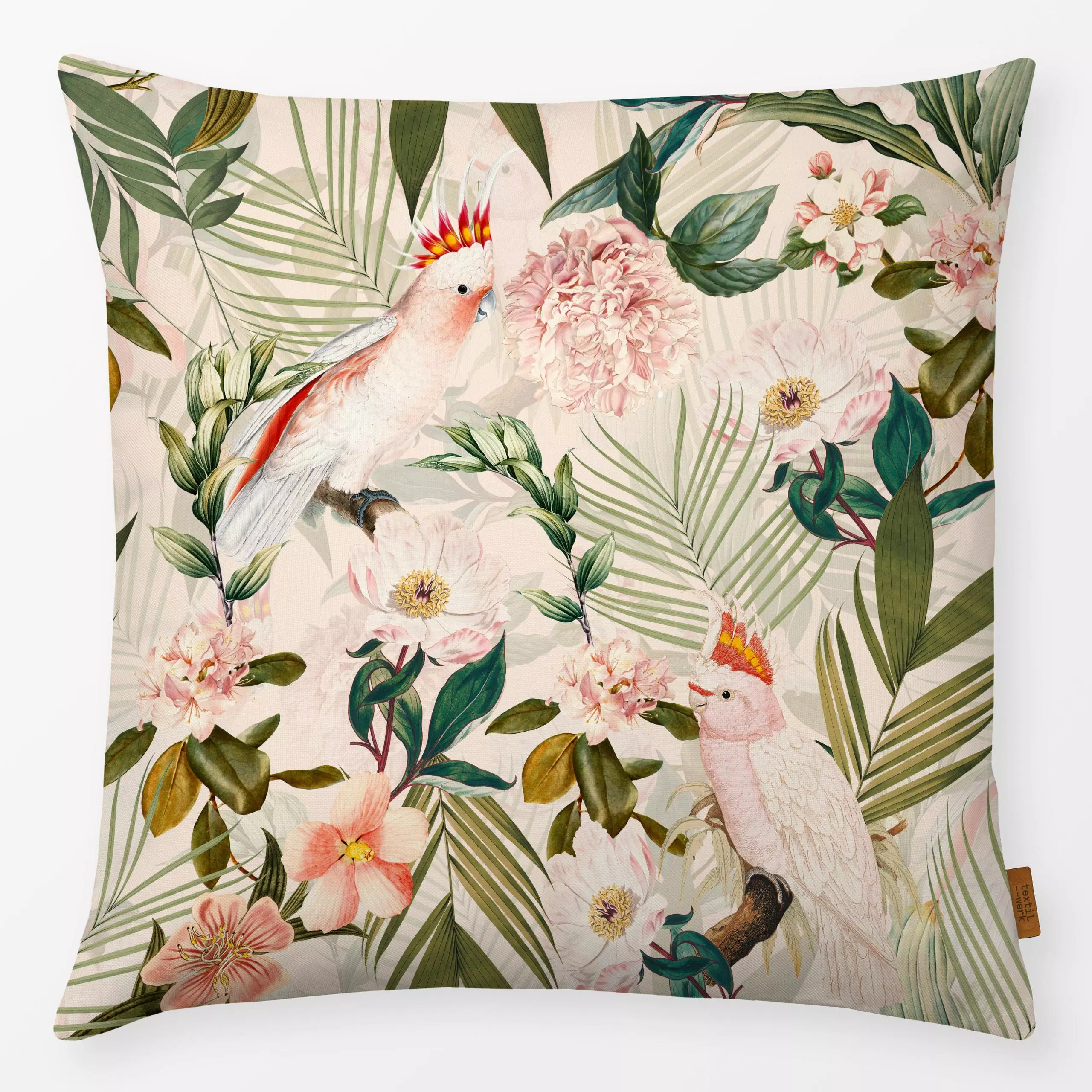 Kissen Tropischer Vogel Dschungel - Blumen & Florales, Retro & Vintage - von „Uta Naumann"; boho, Muster, Natur, Vogel, Papa...
