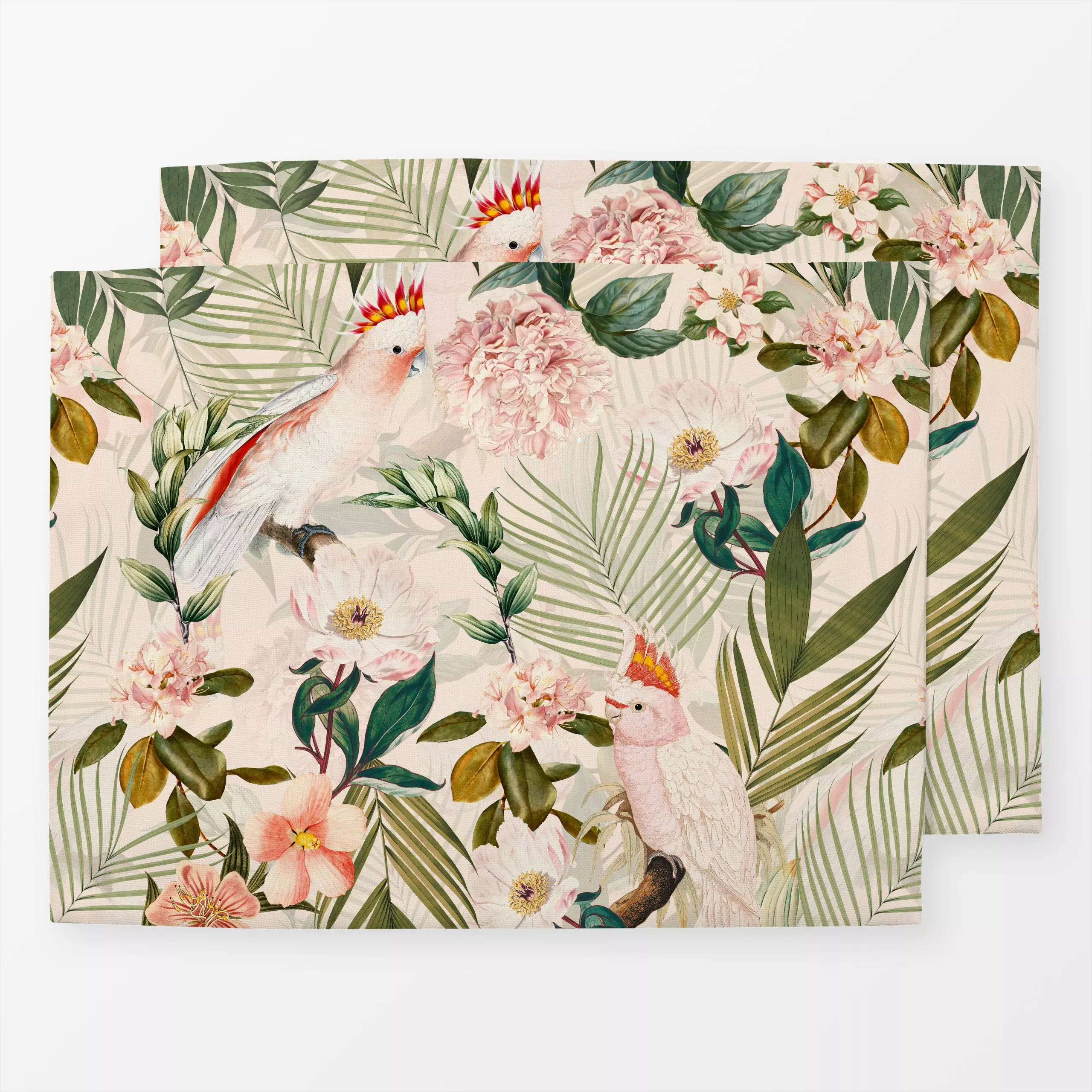 Tischset Tropischer Vogel Dschungel - Blumen & Florales, Retro & Vintage - von „Uta Naumann"; boho, Muster, Natur, Vogel, Pa...