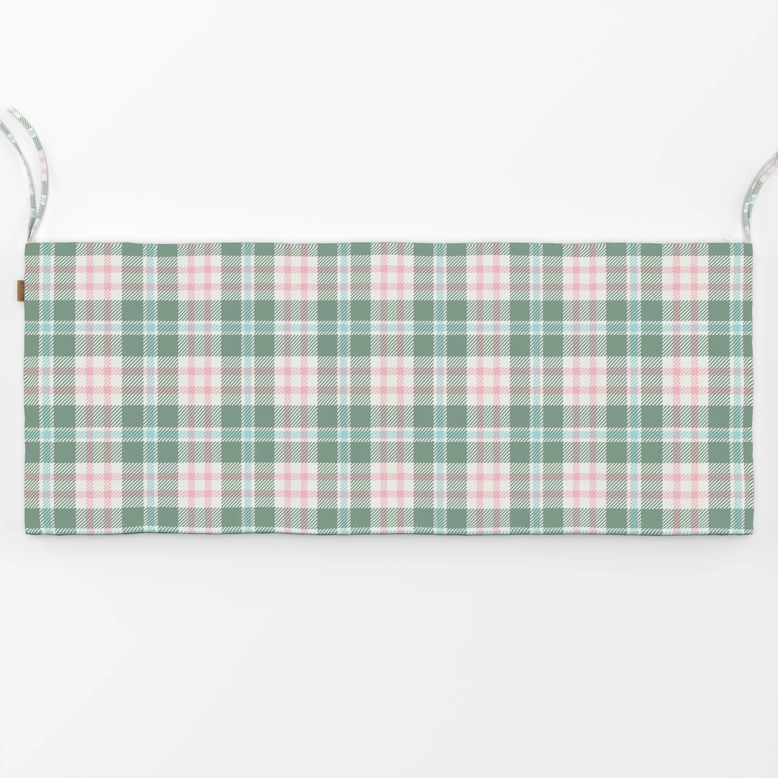 Bankauflage Tartan Plaid hellgrün rosa - Frühling, Sommer, Symbole & Muster - von „Katrin Graff"; Weihnachtsdeko, frisch, wi...