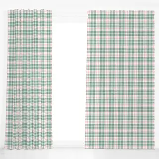 Dekovorhang Tartan Plaid hellgrün rosa