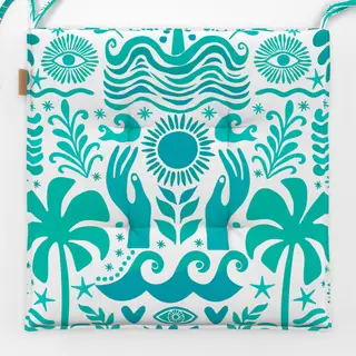 Sitzkissen Boho Beach Türkis Weiss