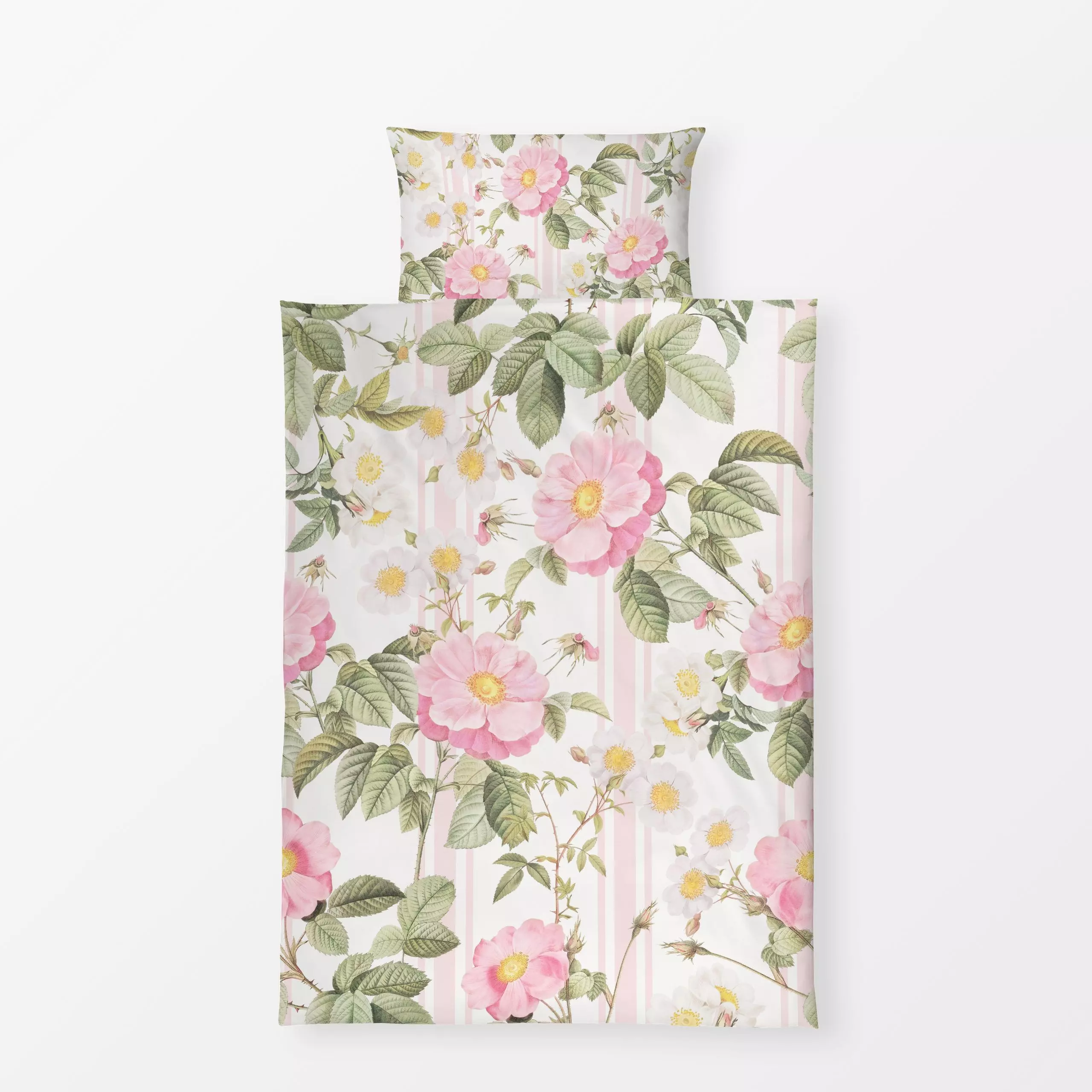 Bettwäsche Rosen und Streifen - Blumen & Florales, Sommer, Retro & Vintage - von „Uta Naumann"; Natur, Streifen, Blumen, Ros...