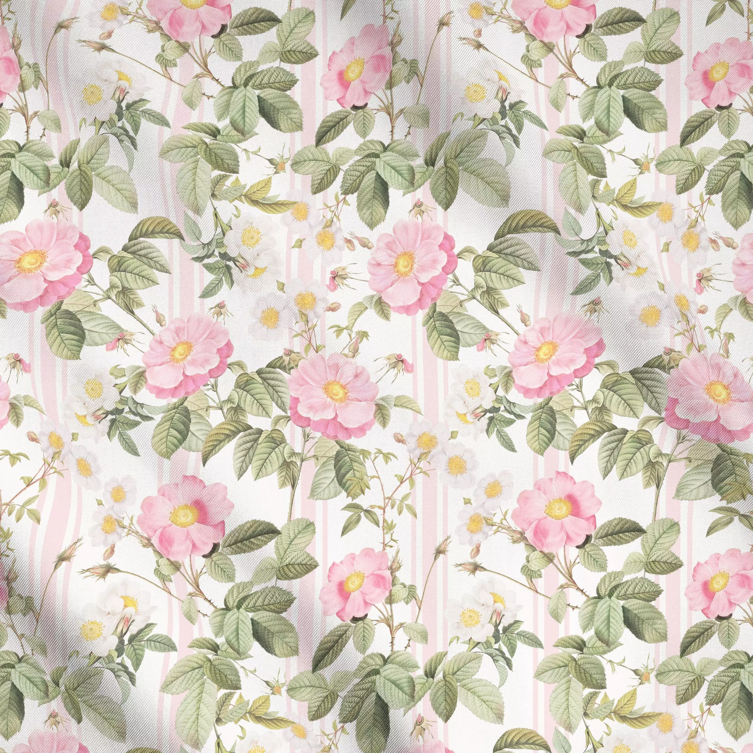 Meterware Rosen und Streifen - Blumen & Florales, Sommer, Retro & Vintage - von „Uta Naumann"; Natur, Streifen, Blumen, Rose...